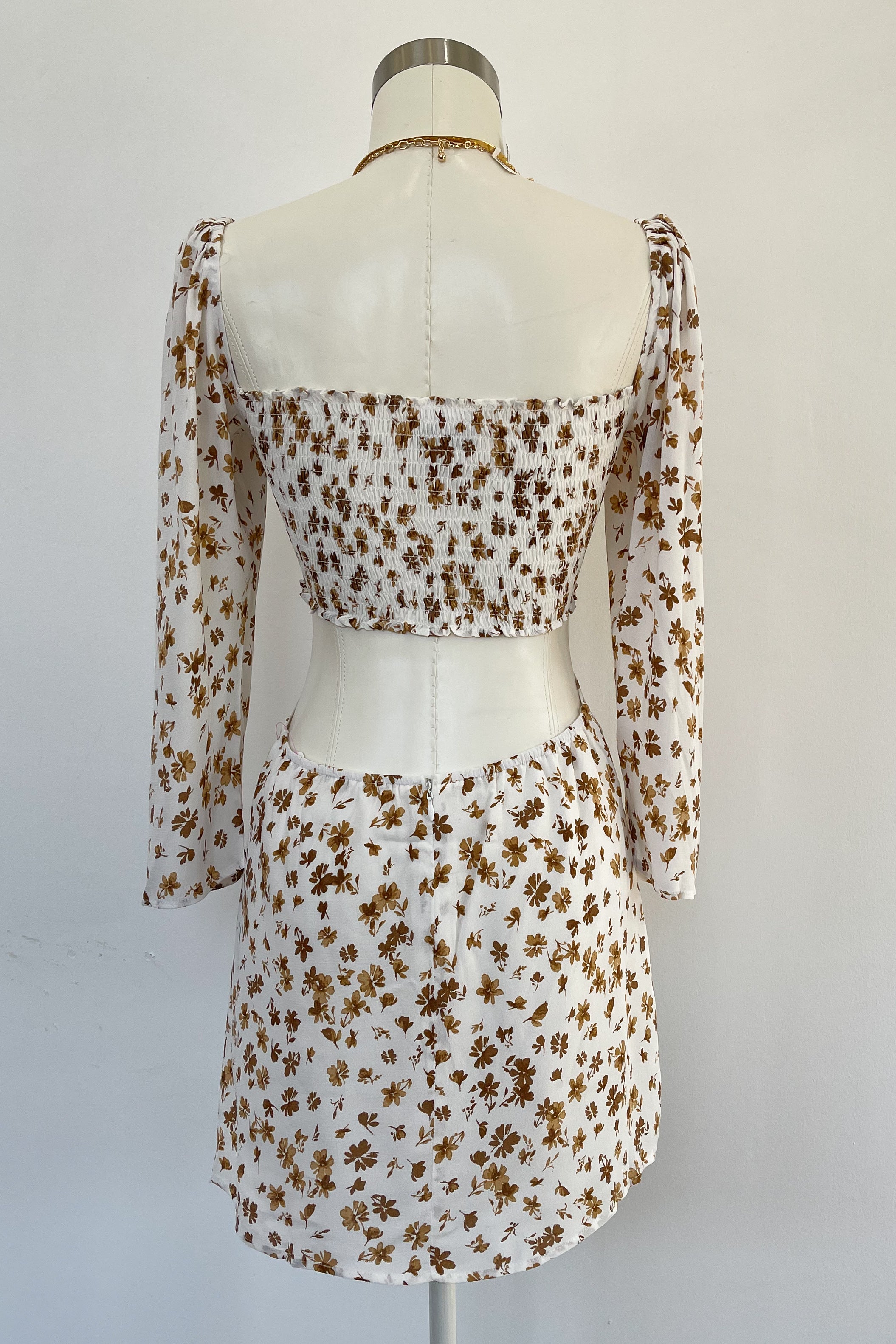 Shape Of You Dress-White + Tan