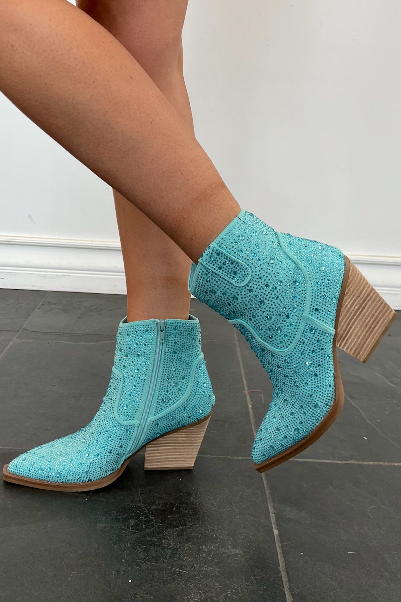 Cinderella's A Cowgirl Bootie-Turquoise