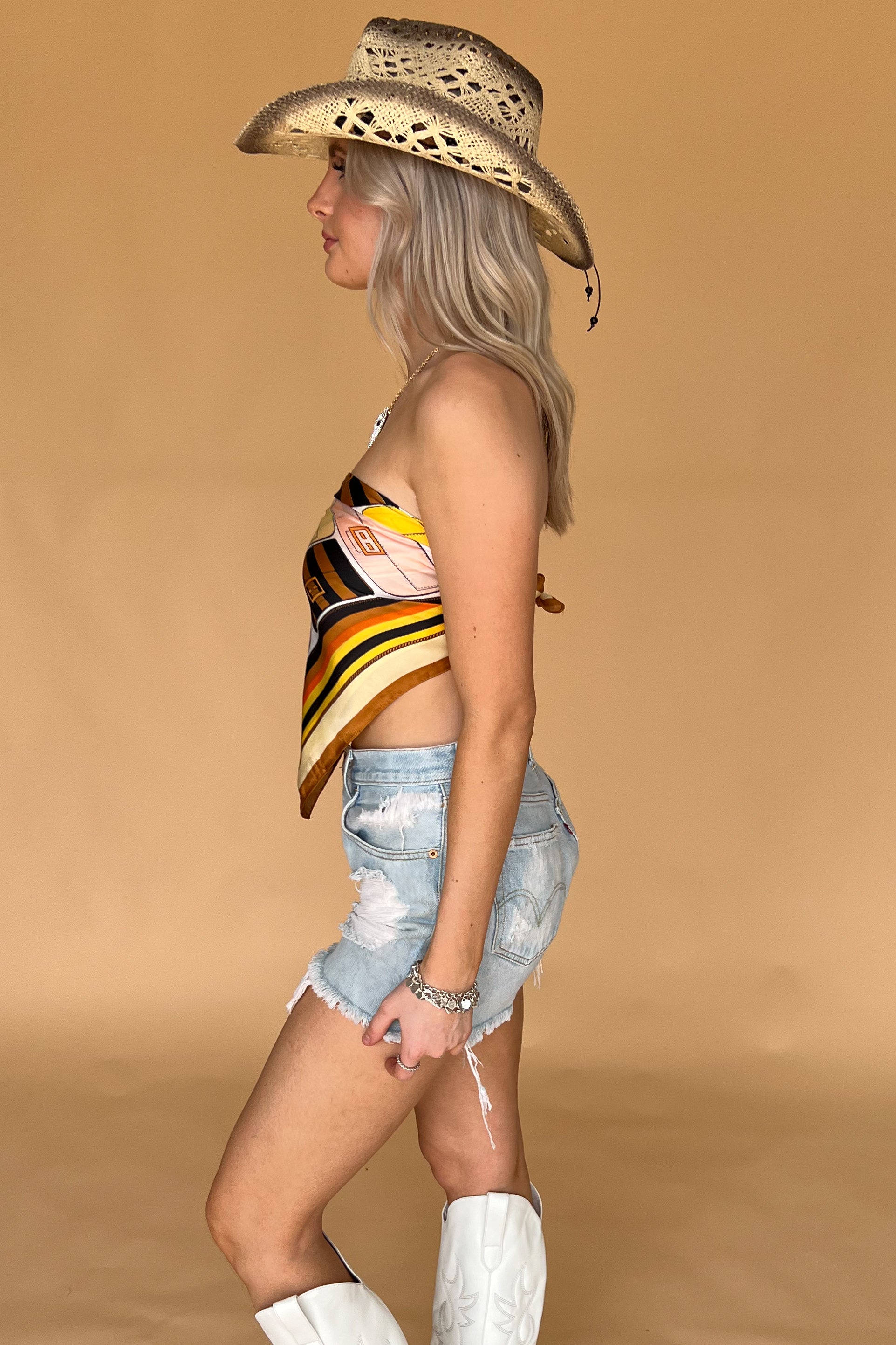 Lay It On Me Scarf Top-Orange Multi