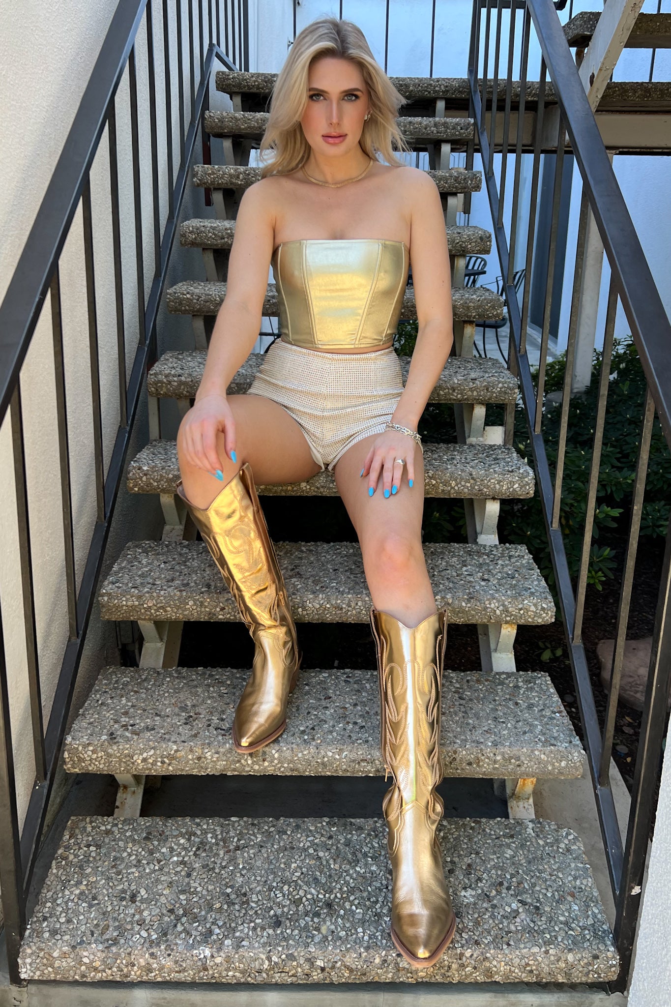 Metallica Corset Top-Gold