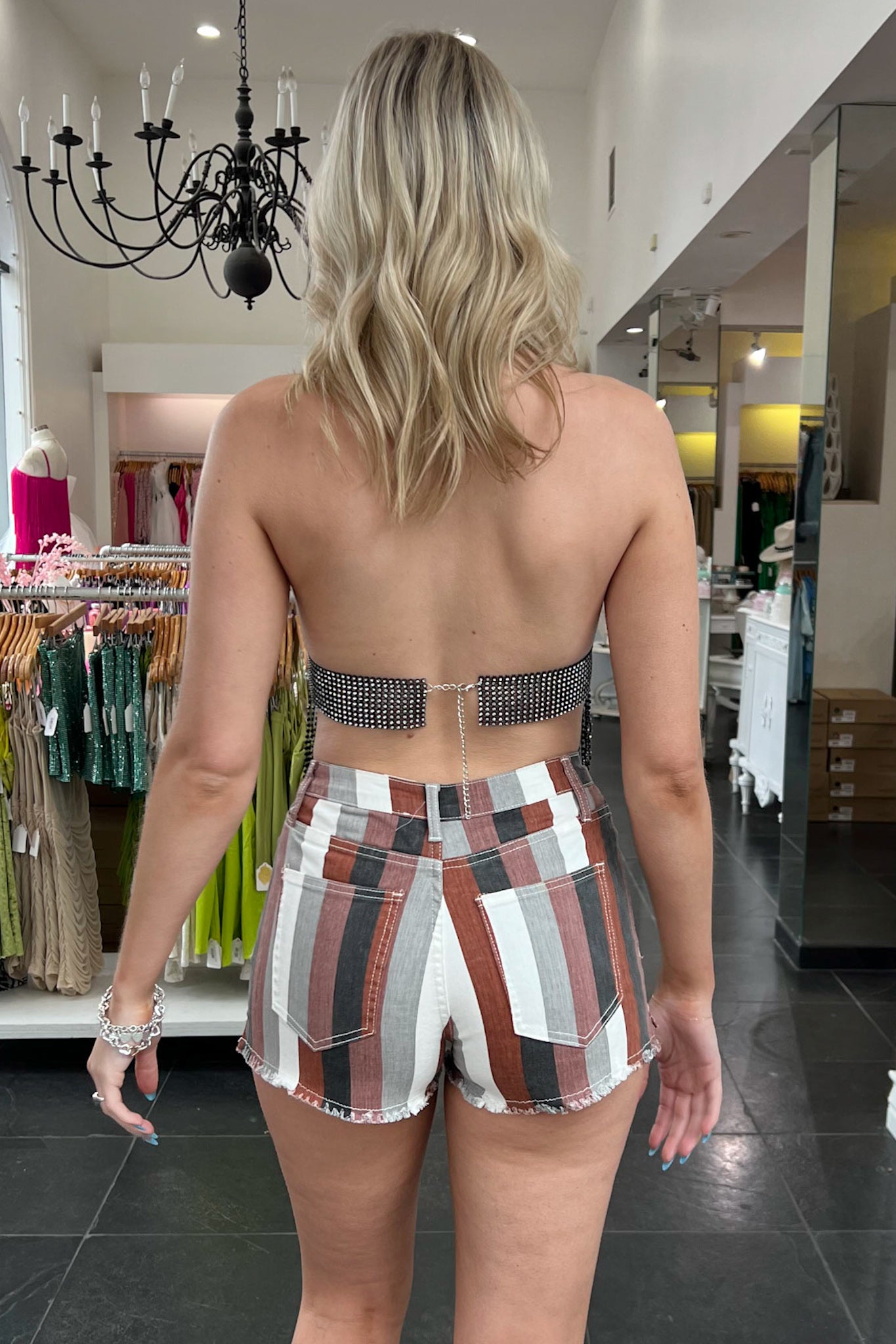 Line Em Up Shorts-Brown Combo