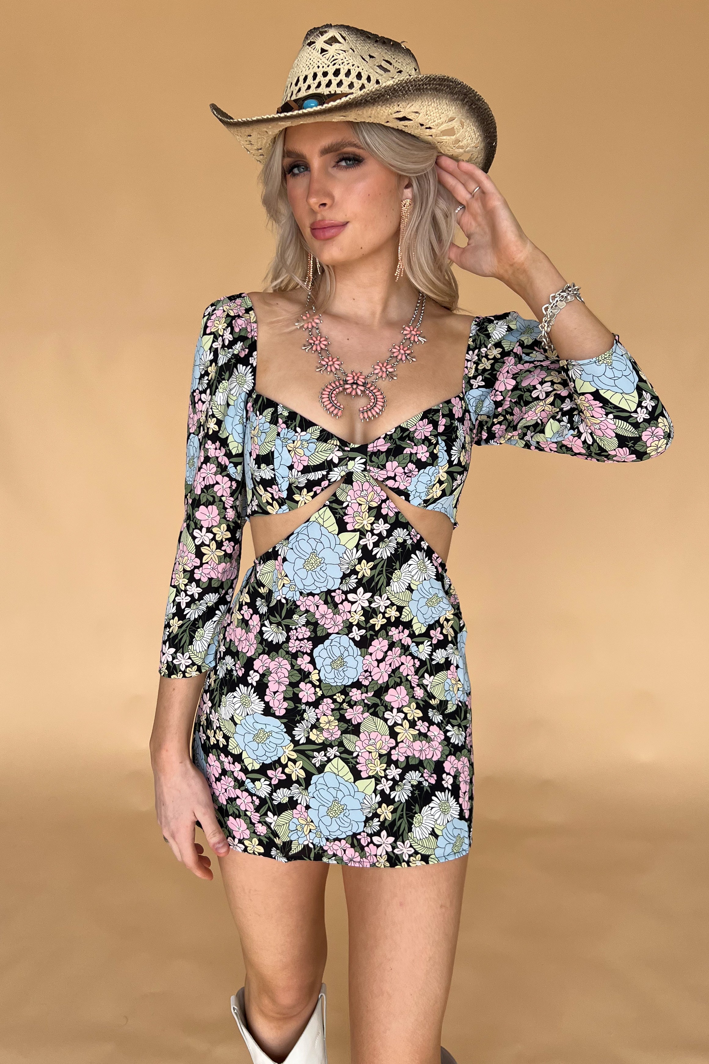Shape Of You Dress-Black Floral