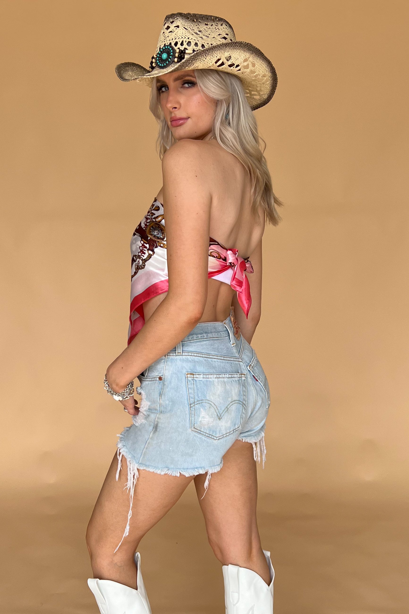 Get Your Shine On Scarf Top-Pink Multi