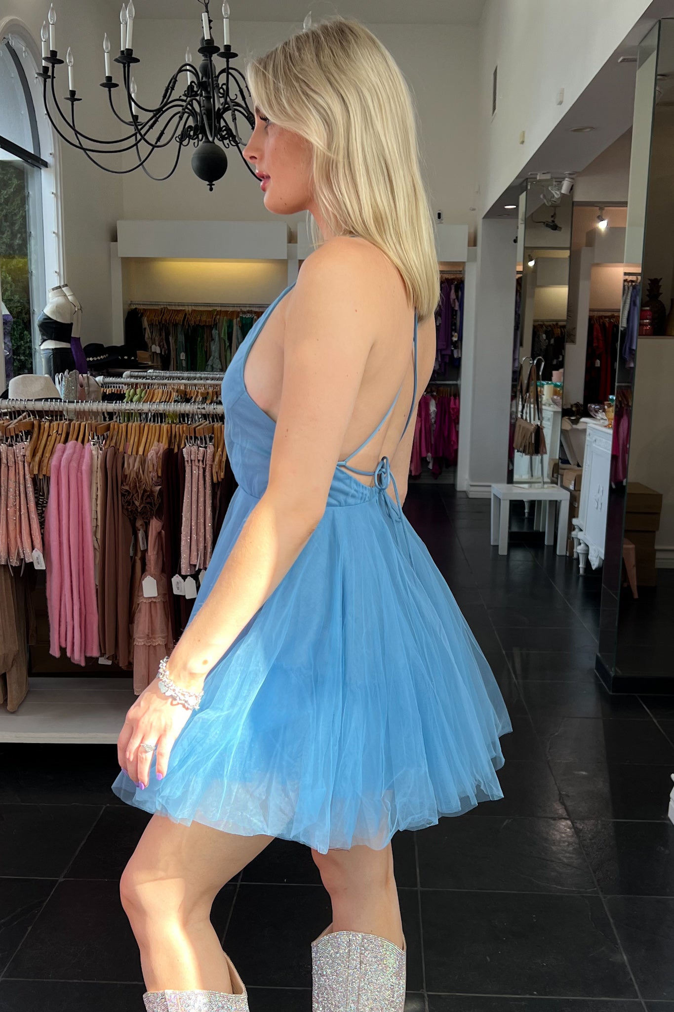 Girl You Look Famous Dress-Blue