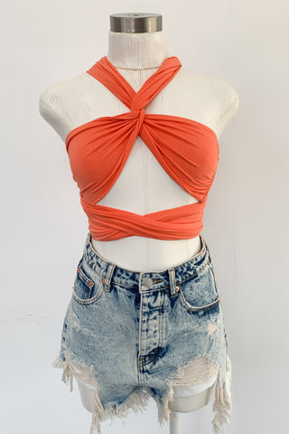 Aloha Cowgirl Scarf Top-Grey Multi