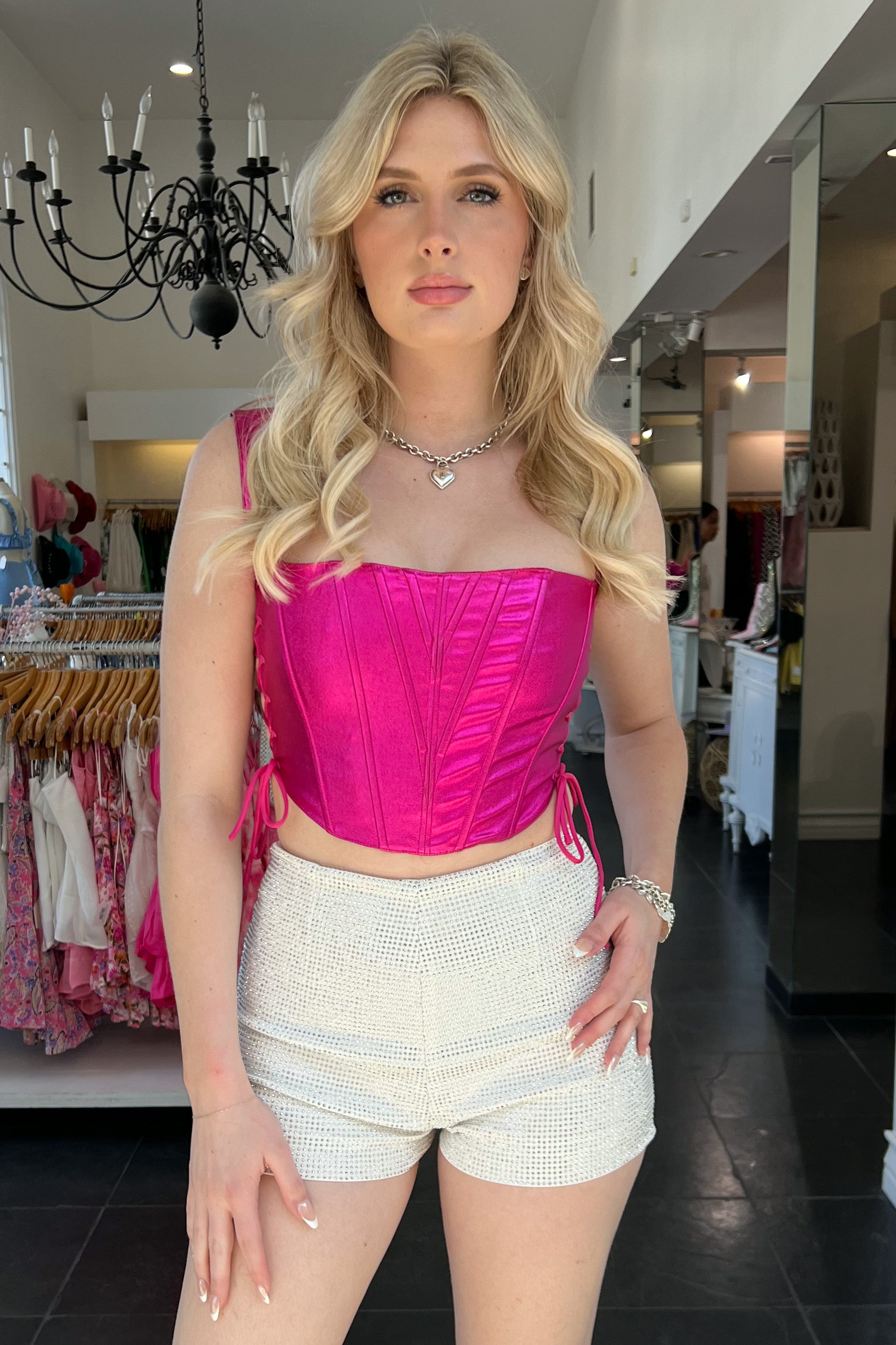 Hilton High Waisted Shorts-White