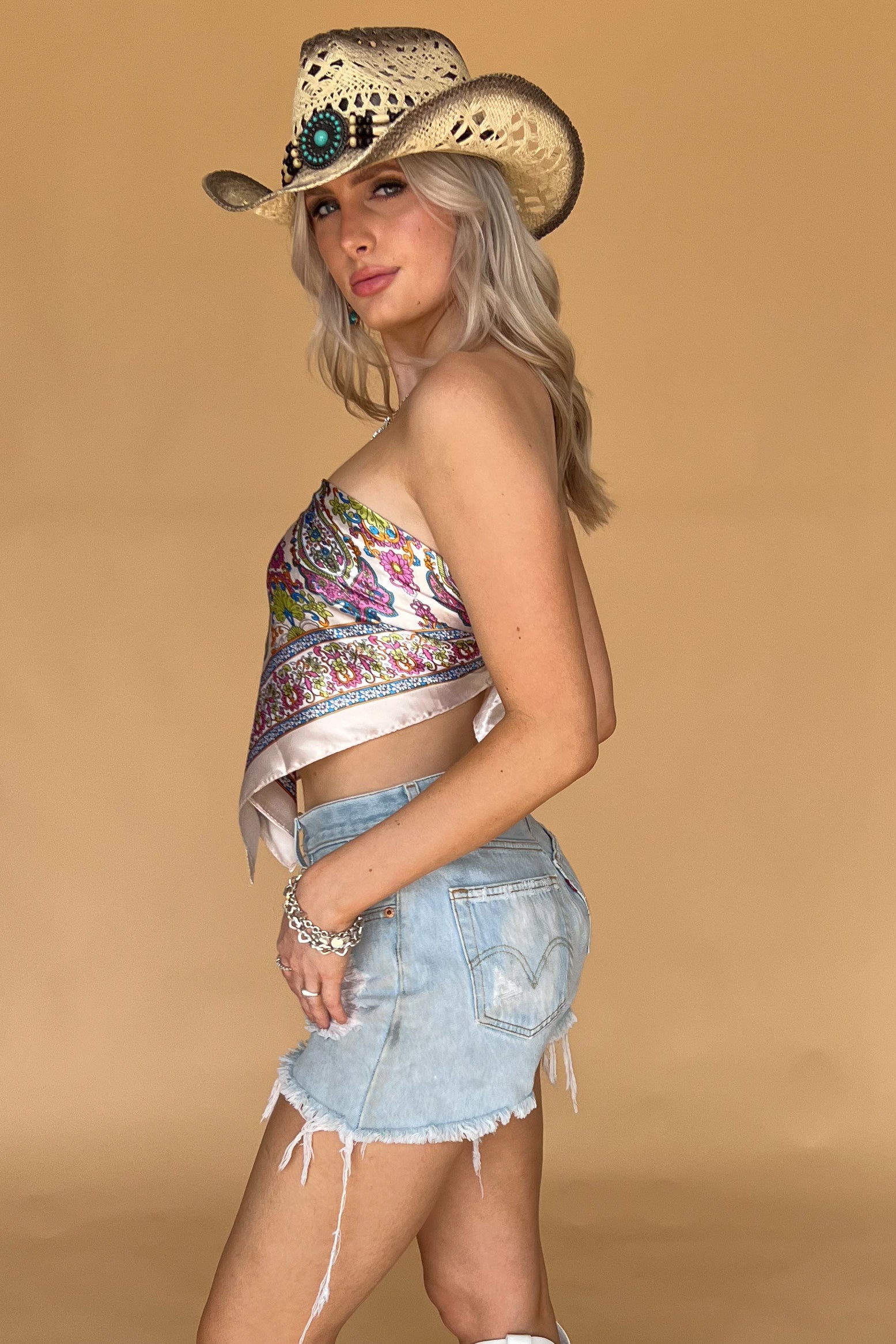 My Kinda Night Scarf Top-Cream Multi