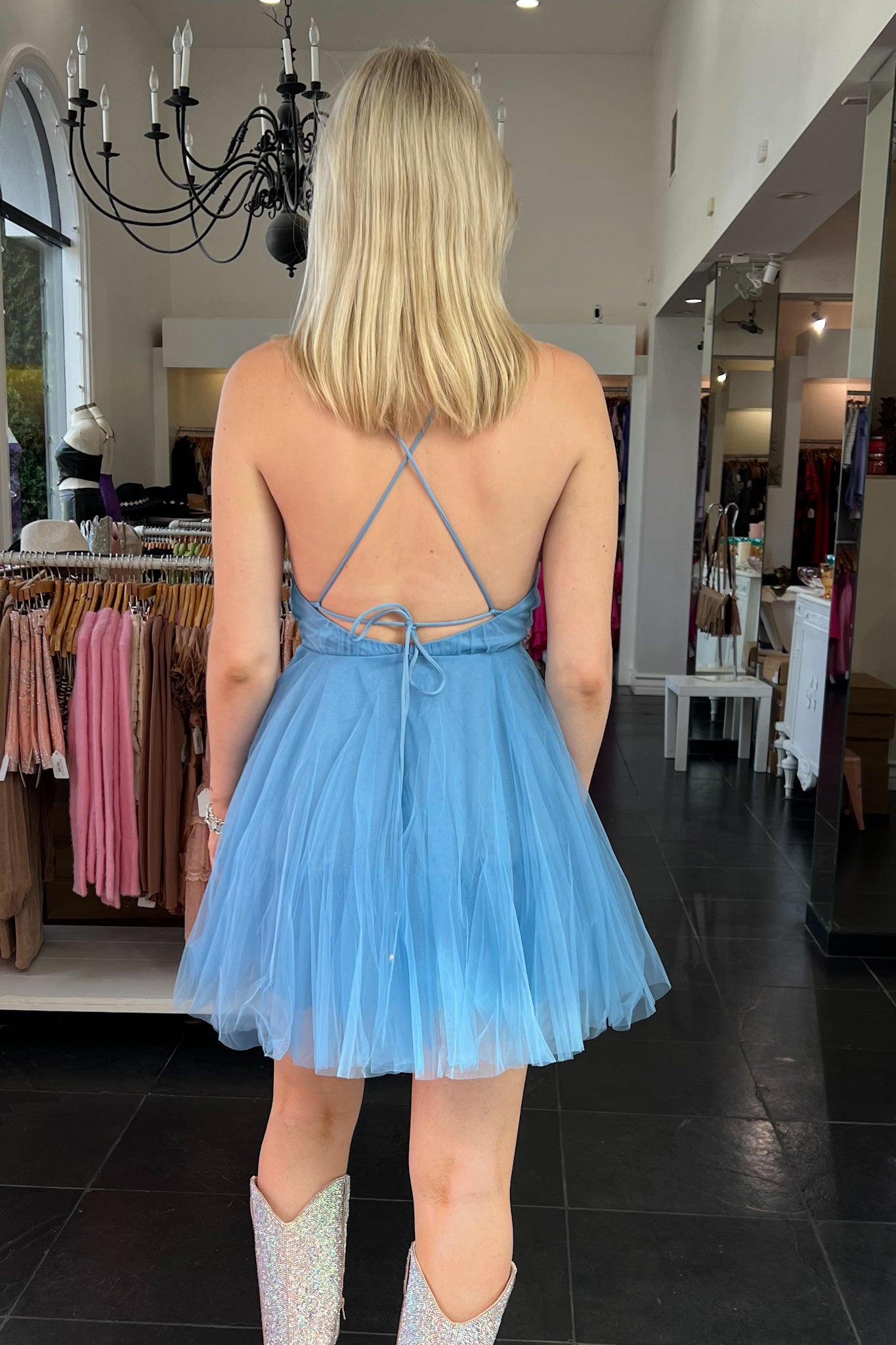Girl You Look Famous Dress-Blue