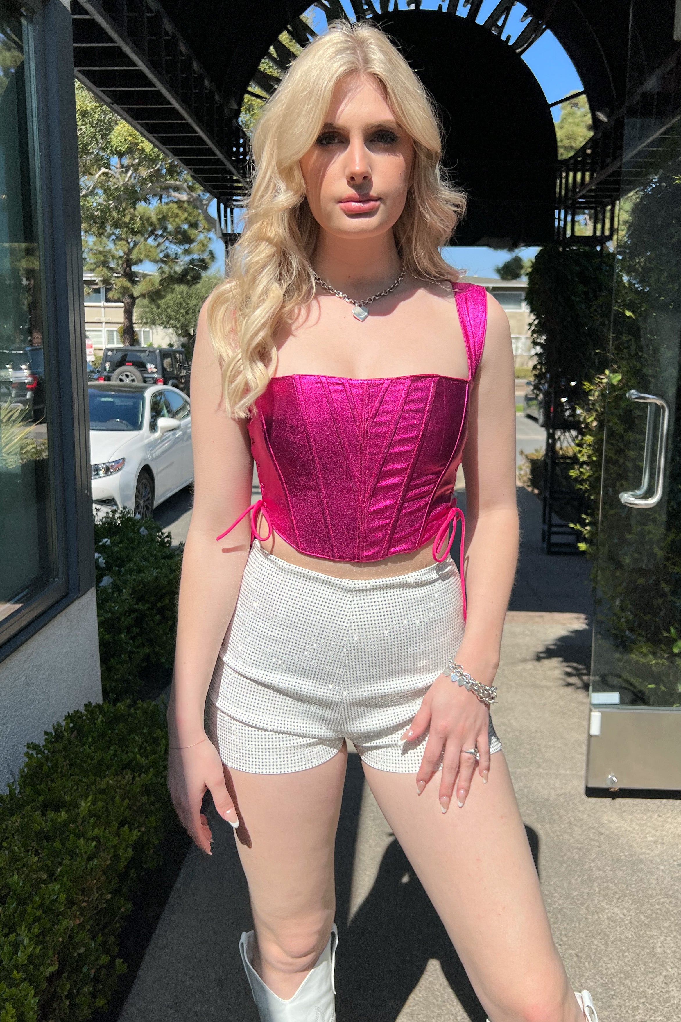 Hilton High Waisted Shorts-White