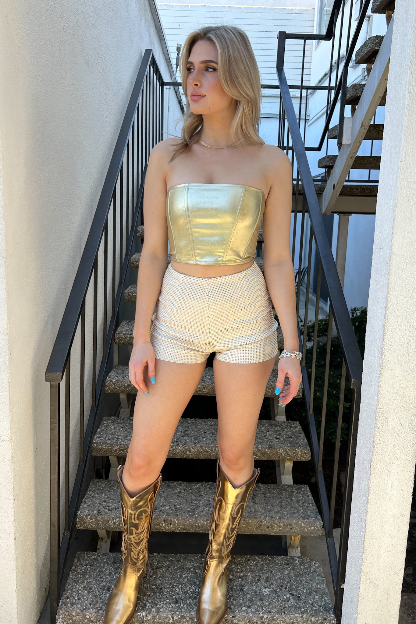 Metallica Corset Top-Gold