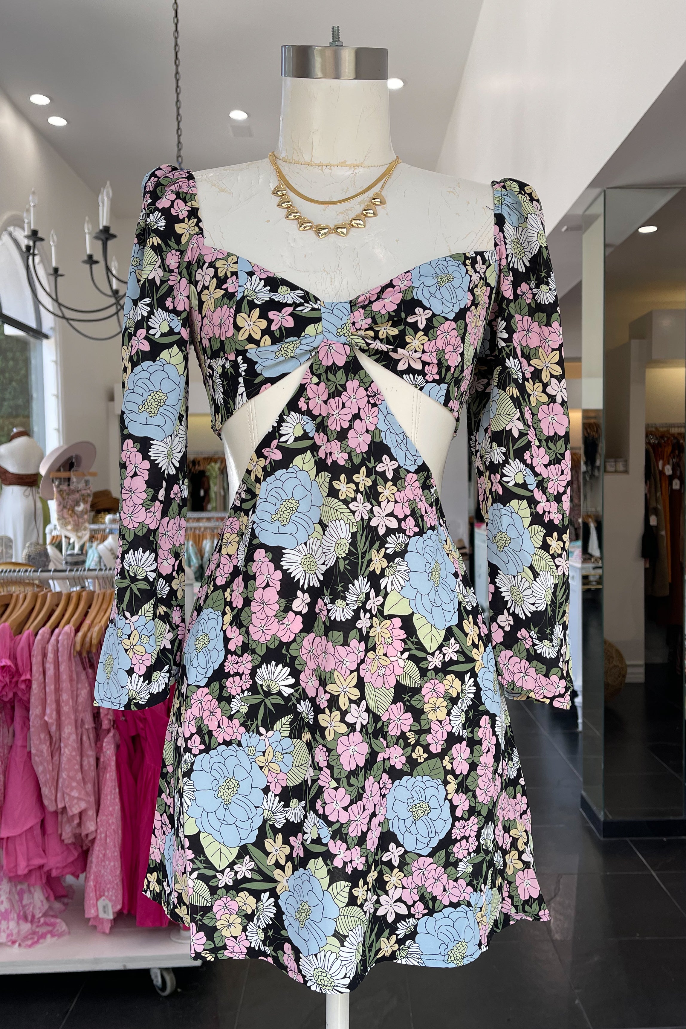 Shape Of You Dress-Black Floral