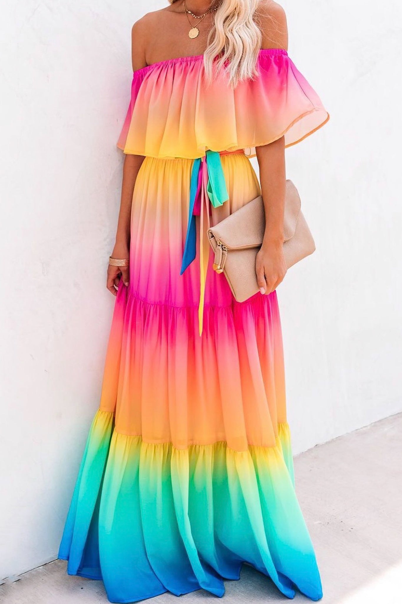 Selina Maxi Dress-Rainbow