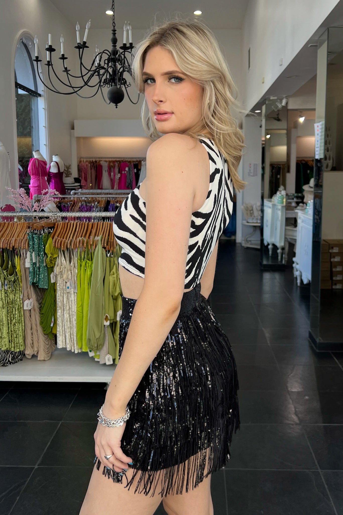 Fringe Kiss Skirt-Black