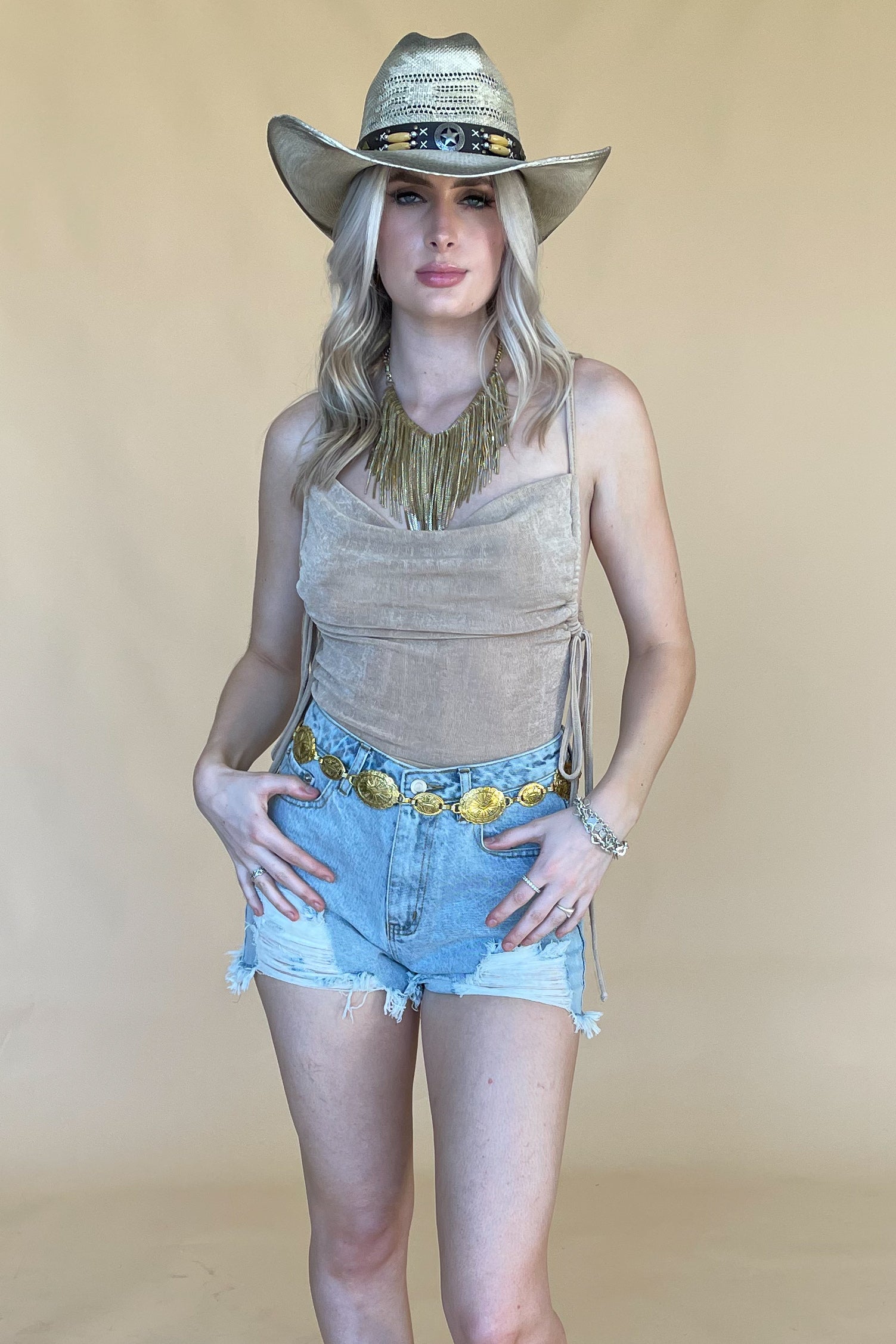 Nights In New York Bodysuit-Gold