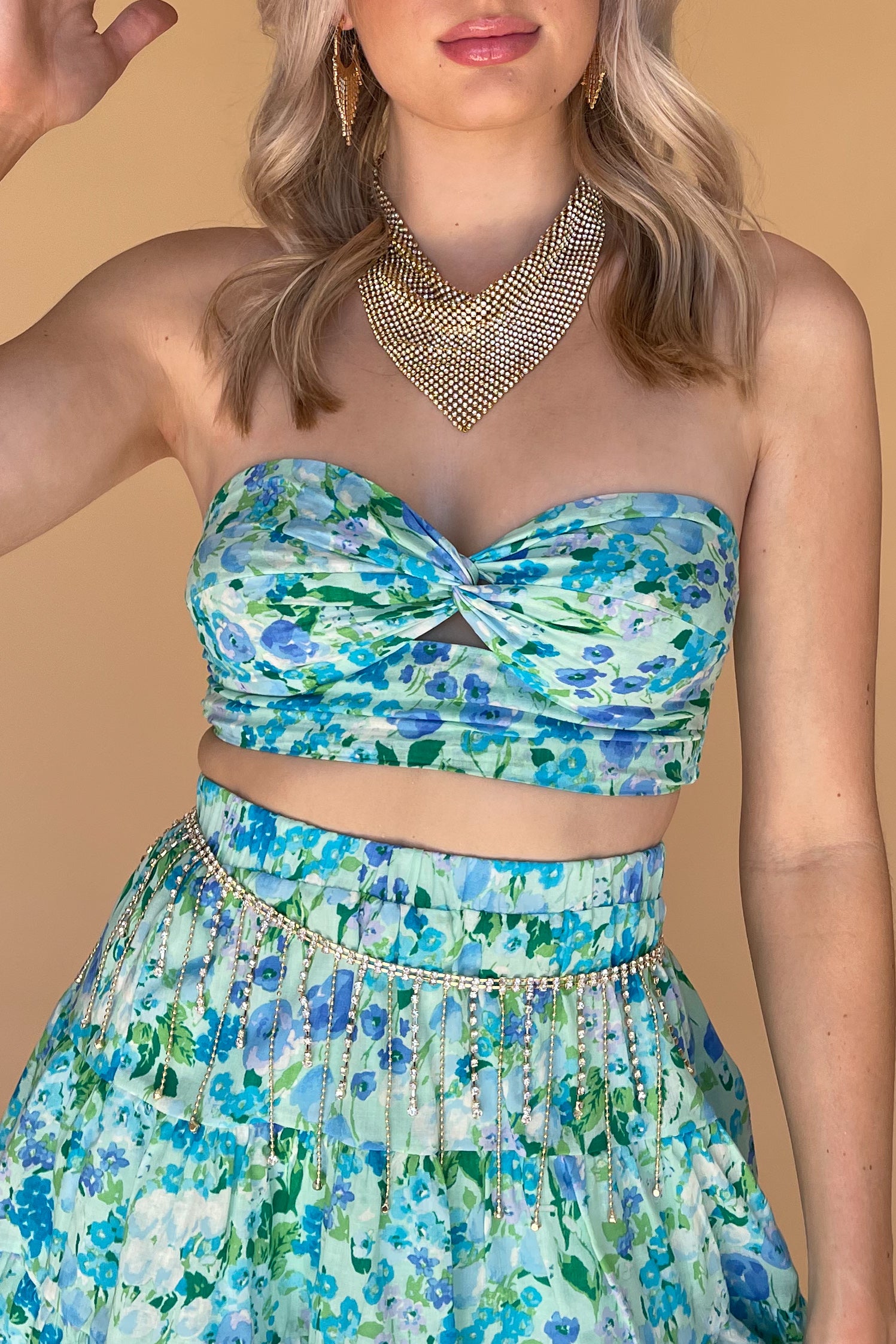 Dripping In Diamonds Chain Belt-Gold