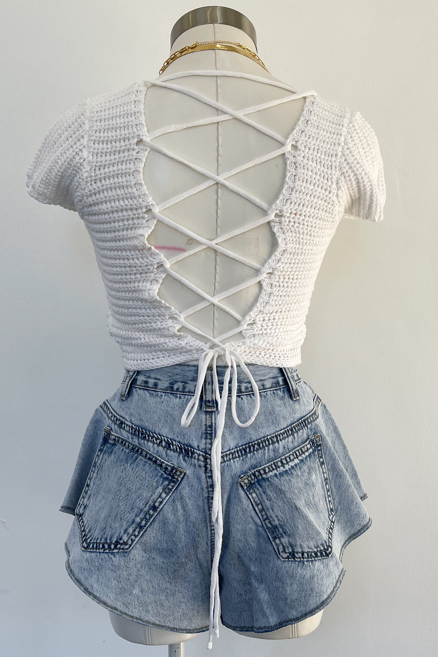 Alabama Flare Denim Shorts-Acid