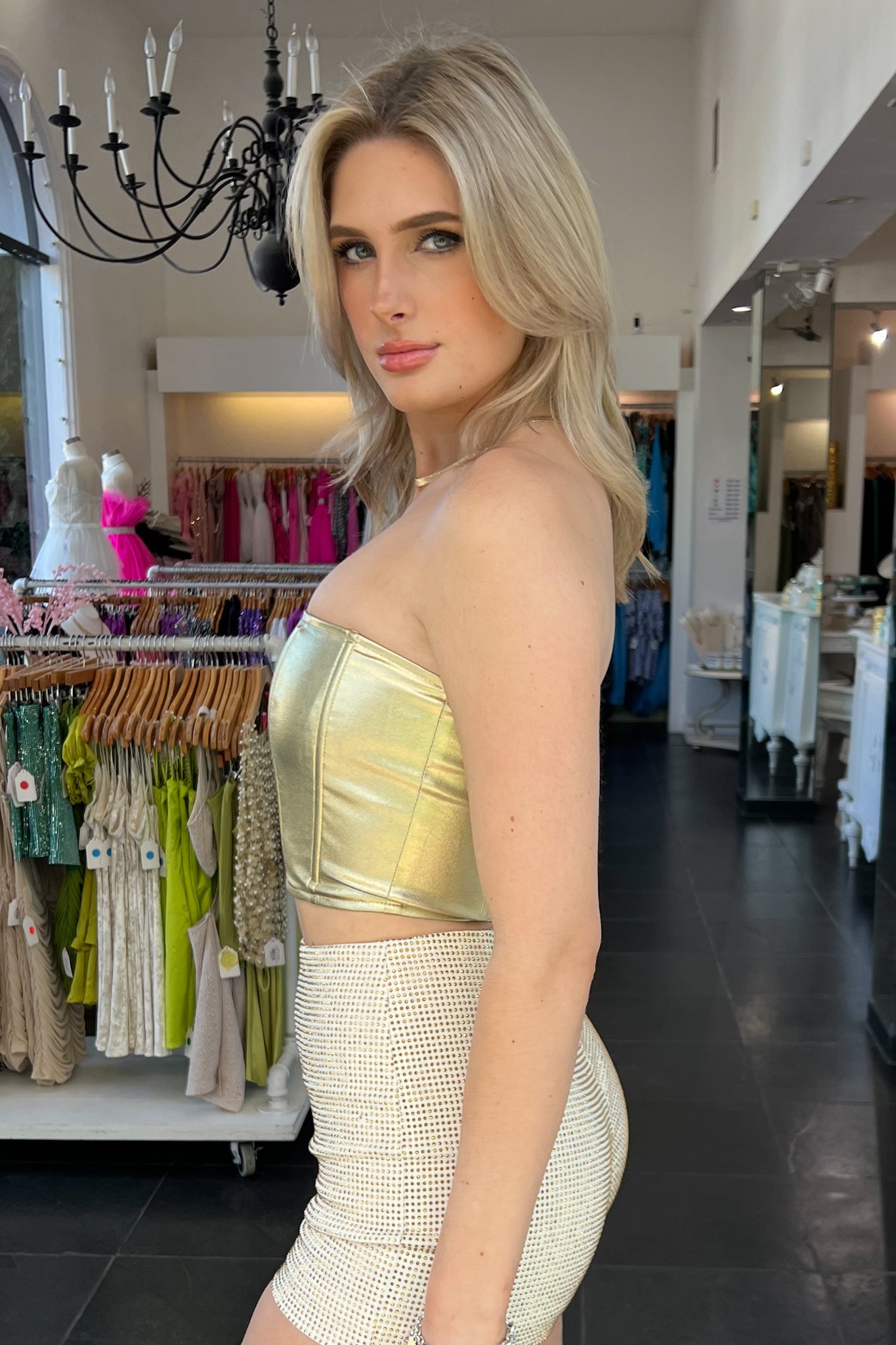 Metallica Corset Top-Gold
