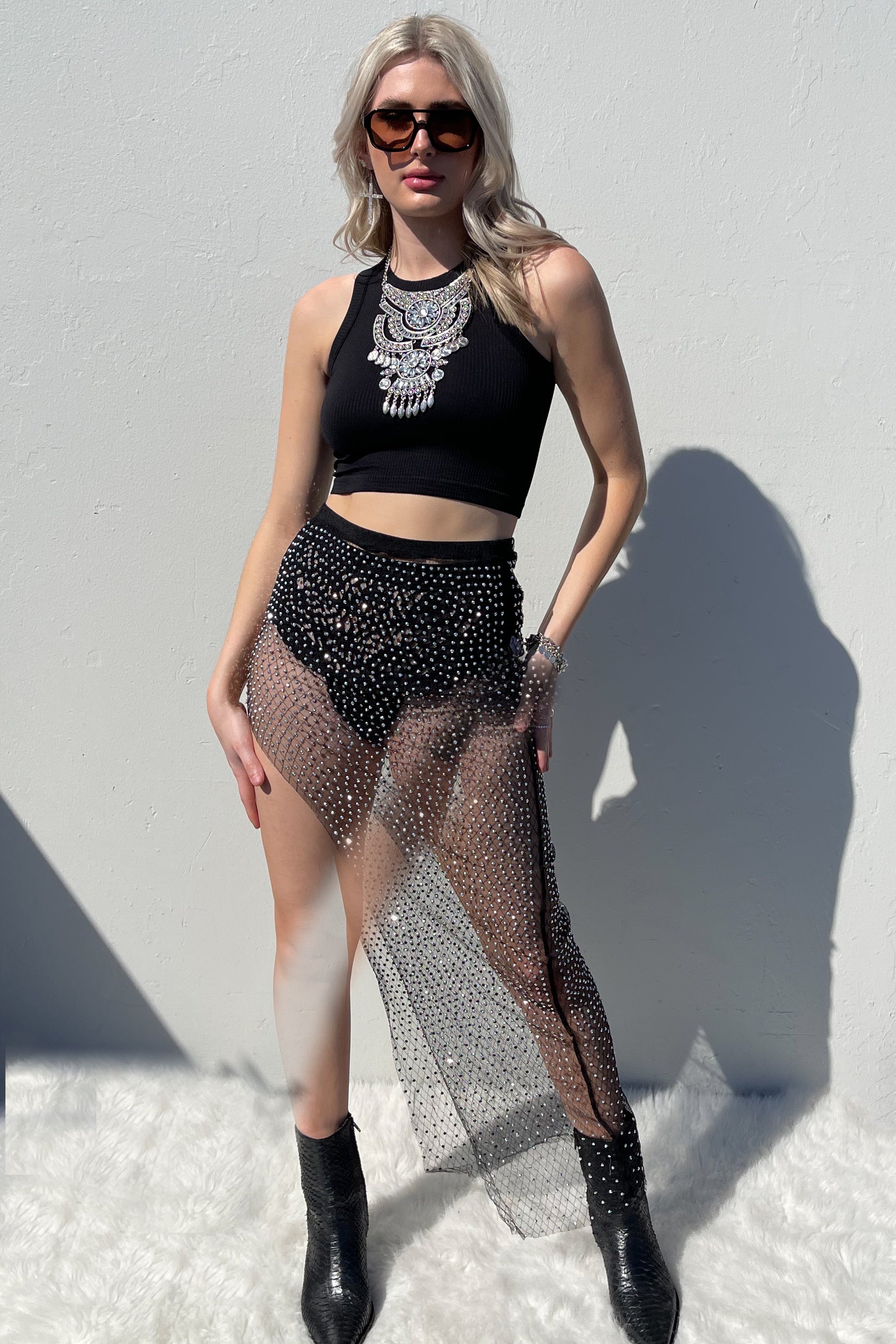 Electric Touch Maxi Skirt-Black