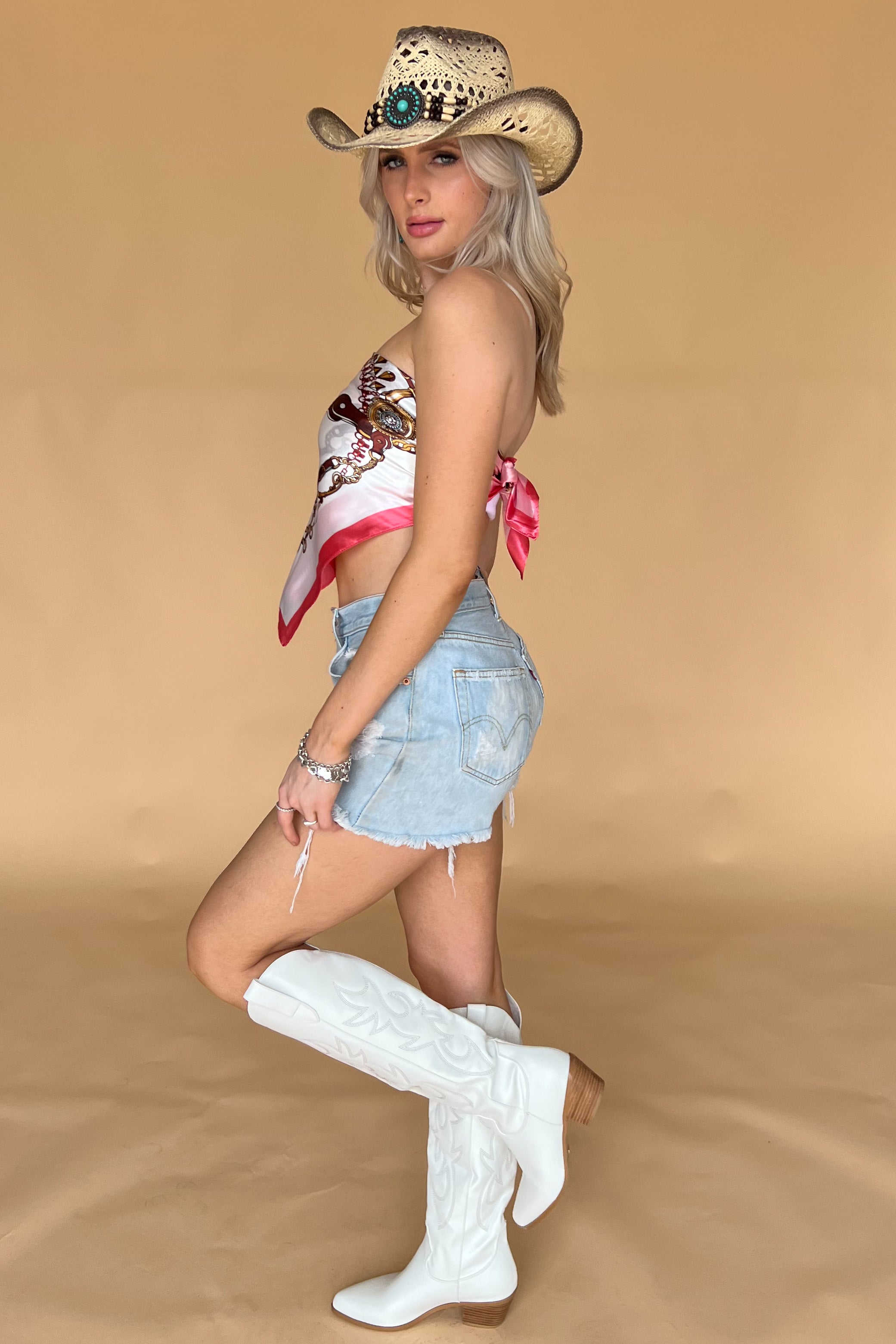 Get Your Shine On Scarf Top-Pink Multi