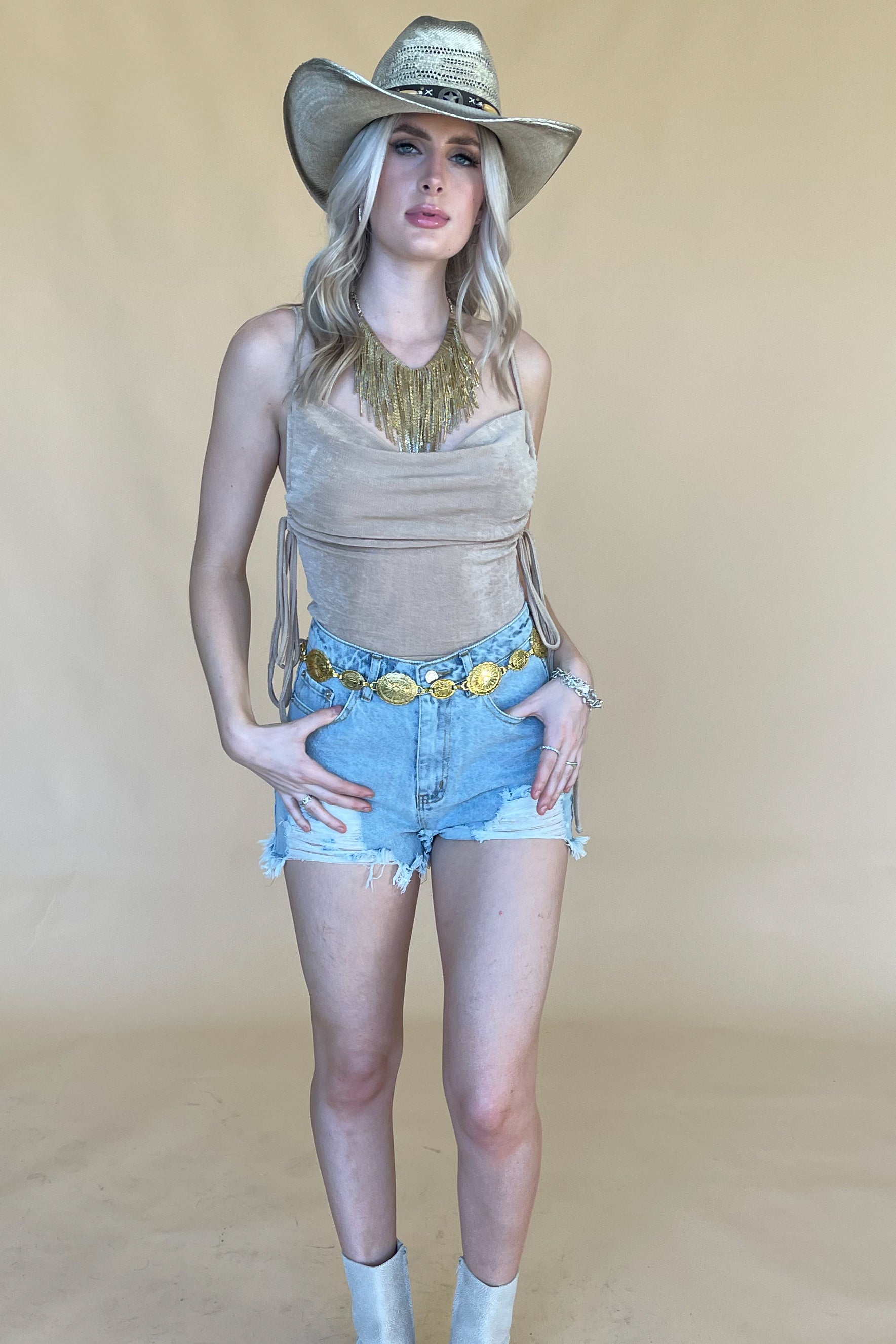 Nights In New York Bodysuit-Gold