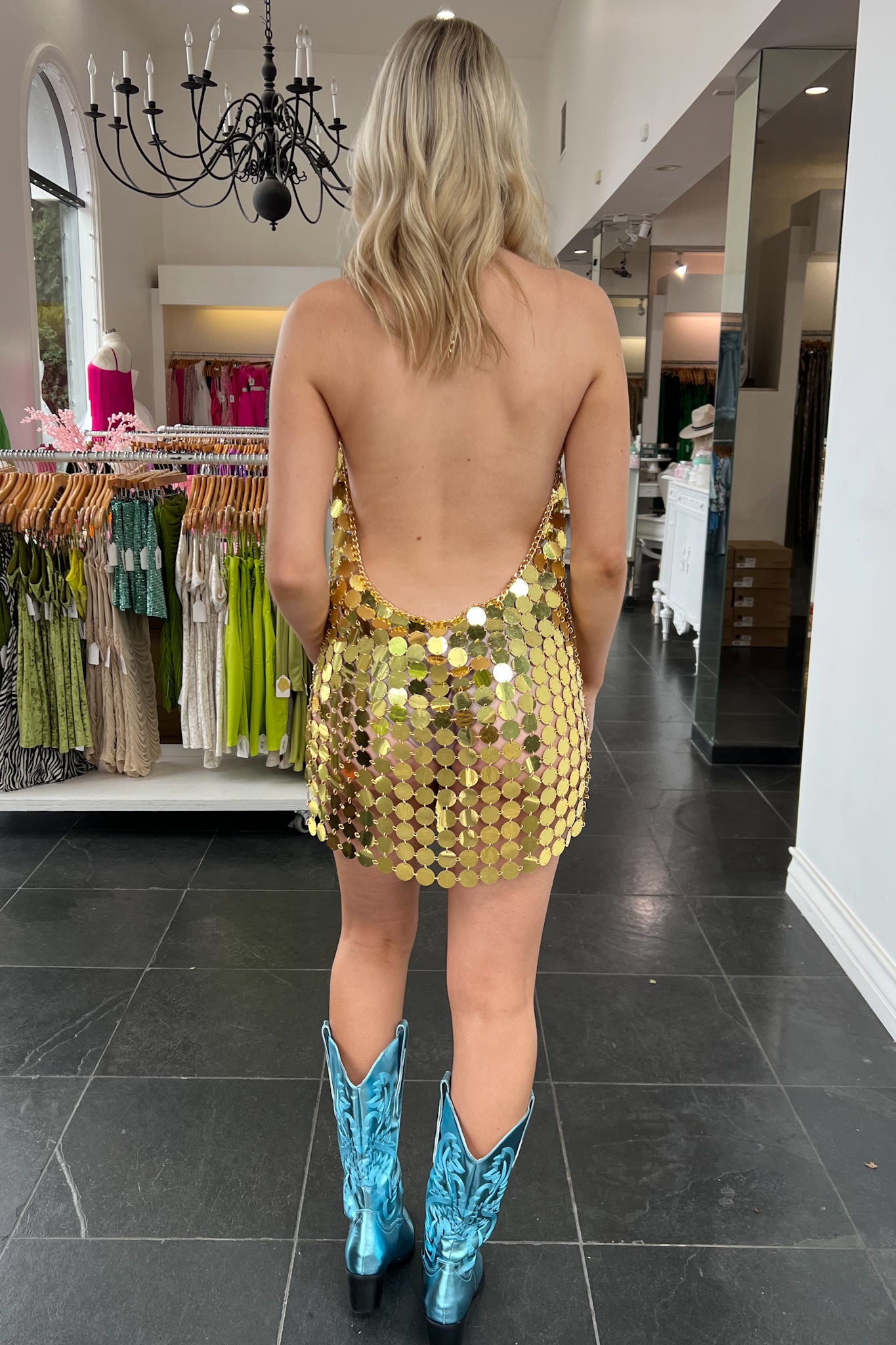 Meet Me Under The Disco Ball Dress-Gold
