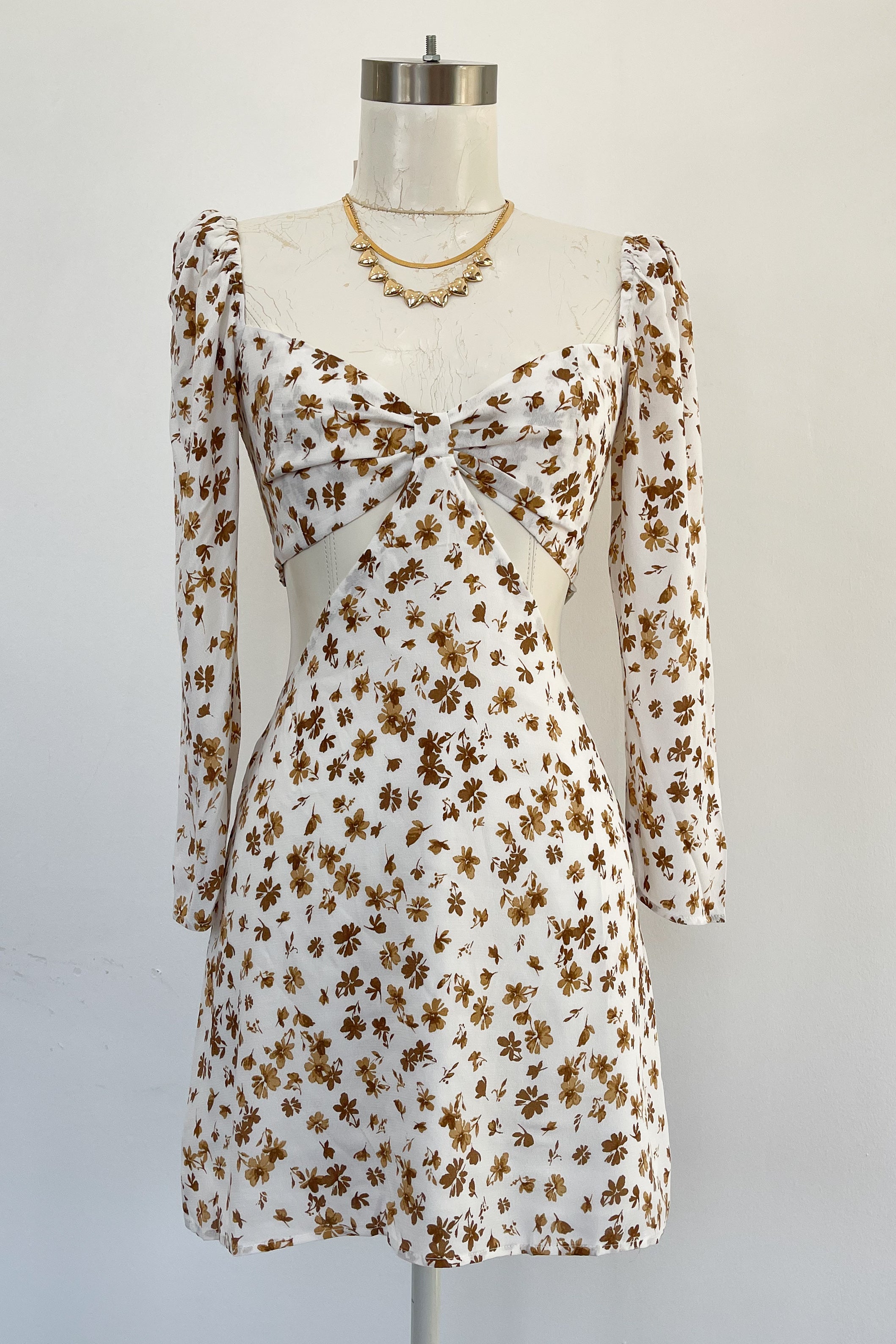 Shape Of You Dress-White + Tan