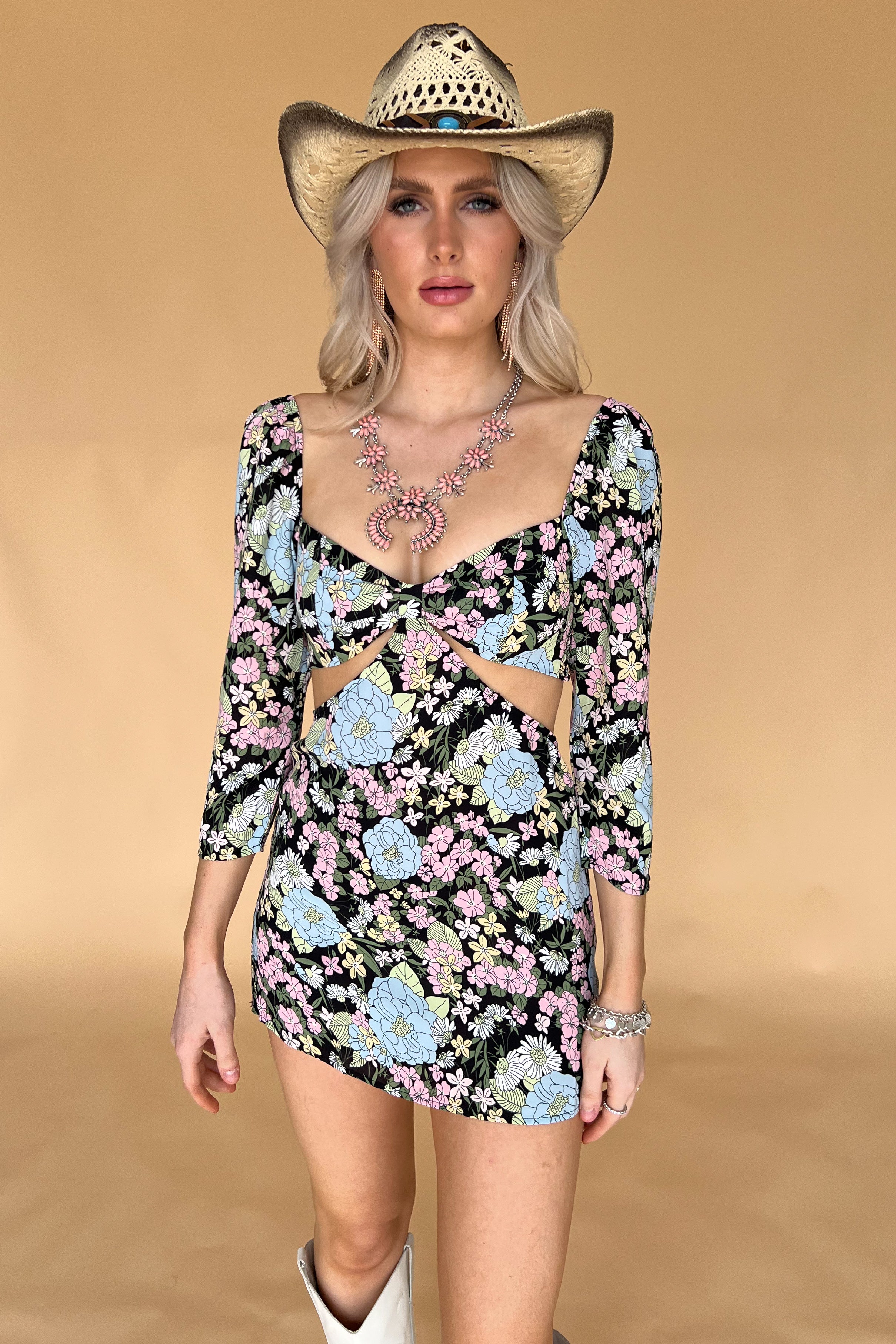 Shape Of You Dress-Black Floral