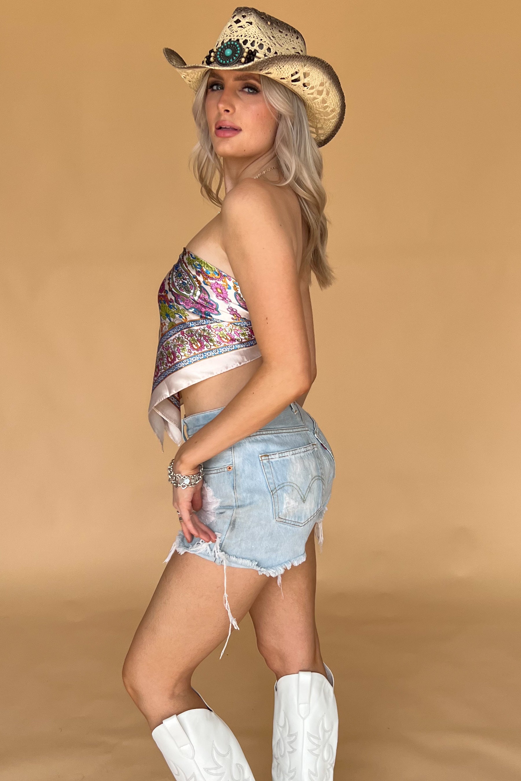 My Kinda Night Scarf Top-Cream Multi