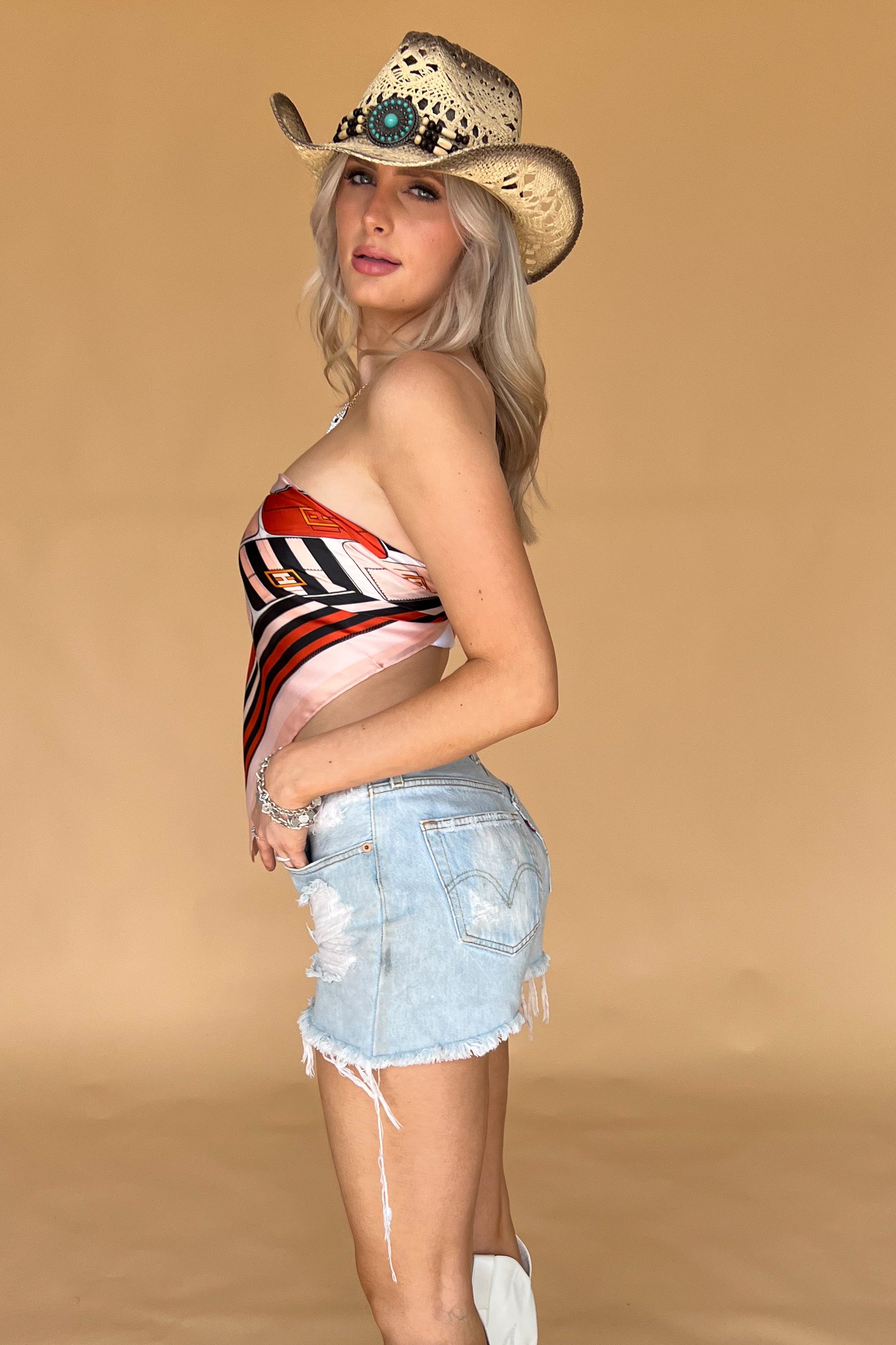 Lay It On Me Scarf Top-Red Multi