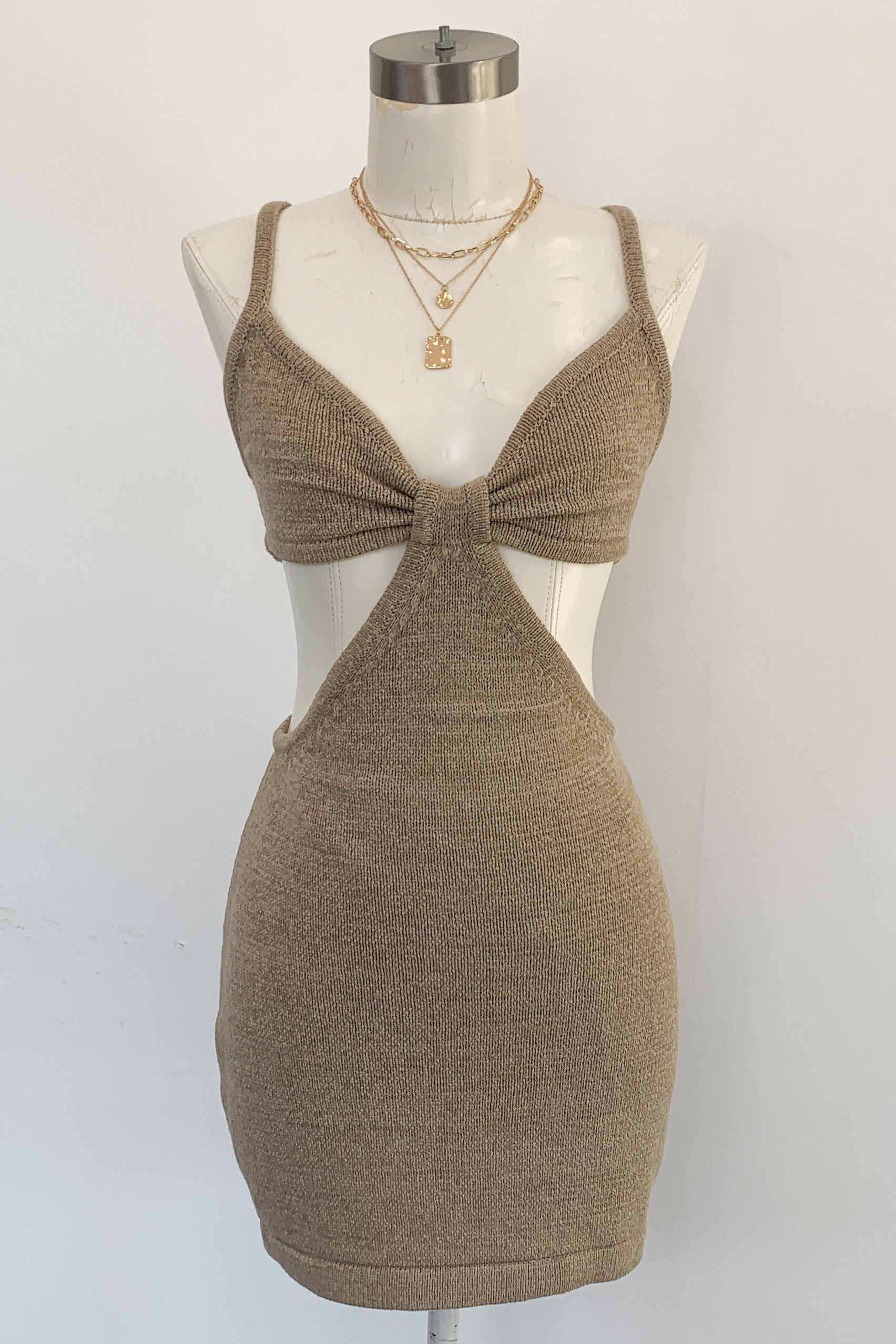 Tulum Mini Dress-Taupe