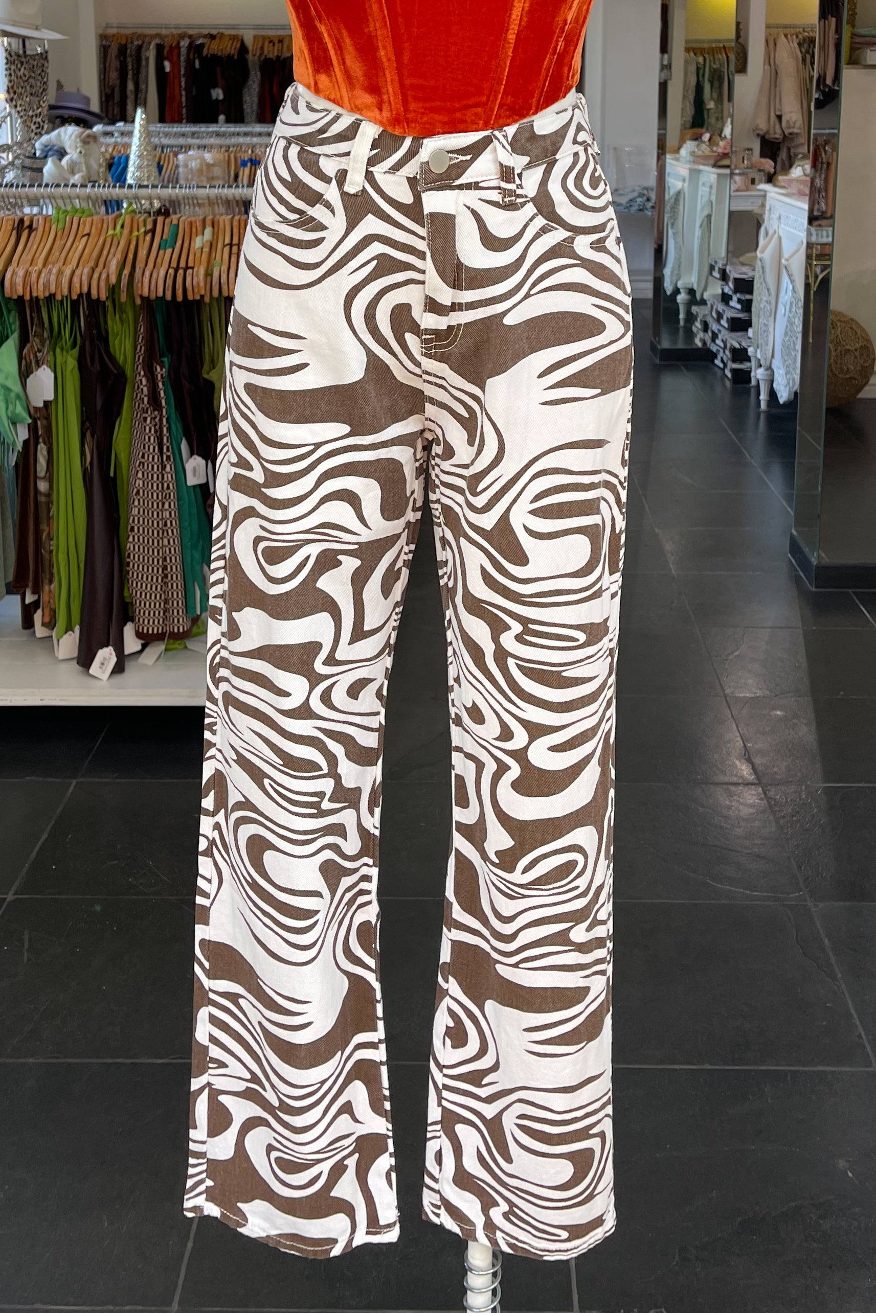 Raquel High Rise Jeans-Brown