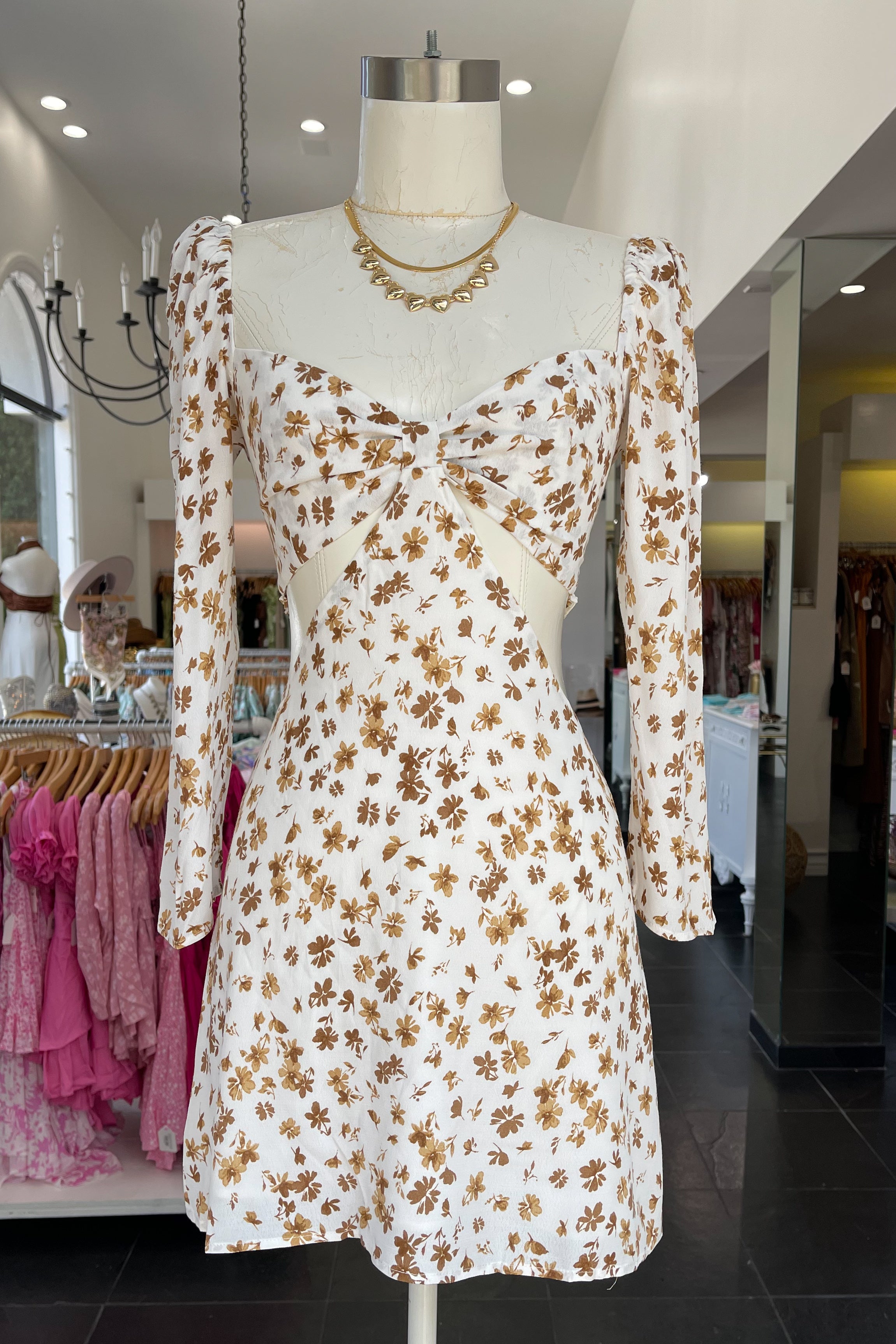Shape Of You Dress-White + Tan