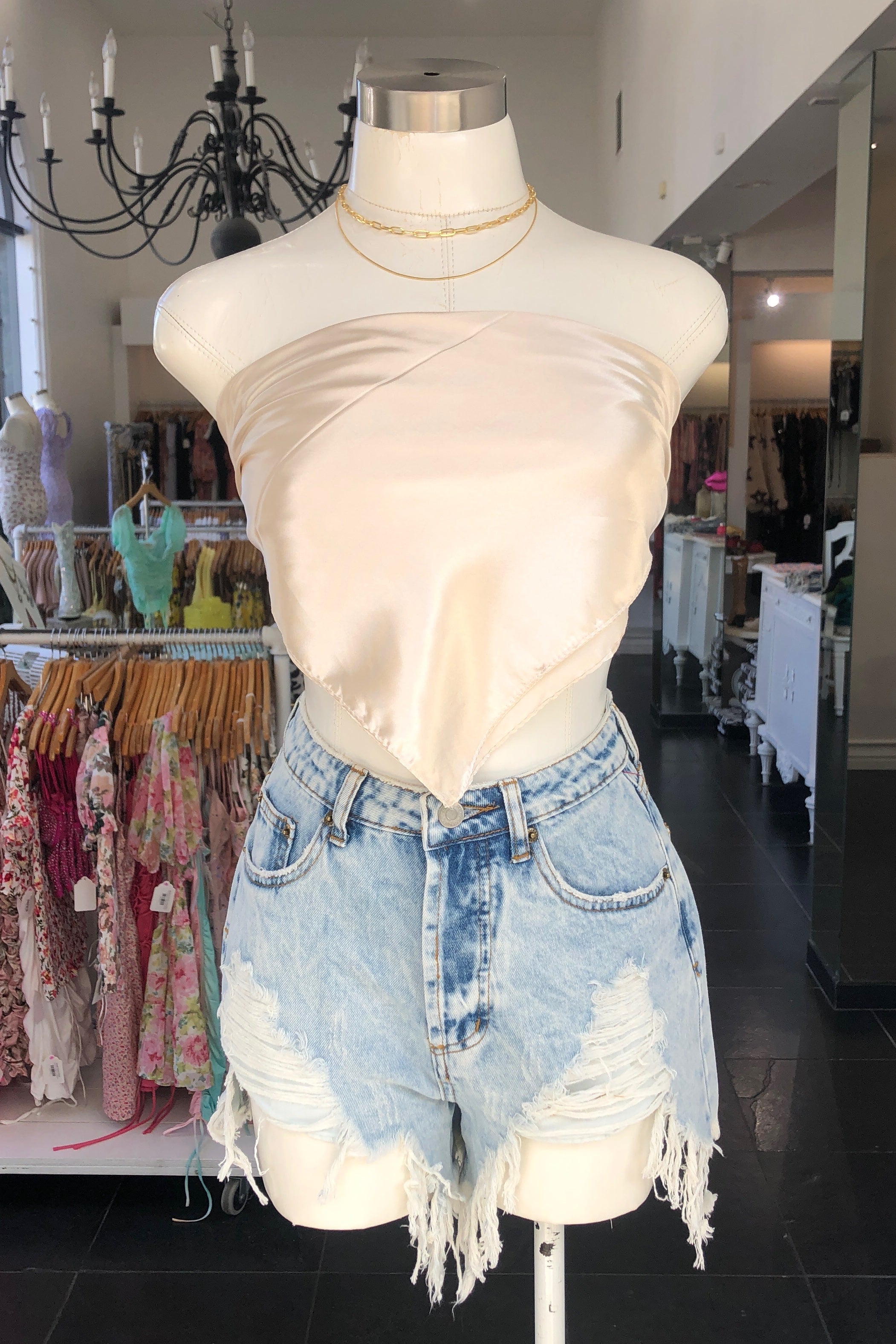 Top Down Scarf Top-Cream