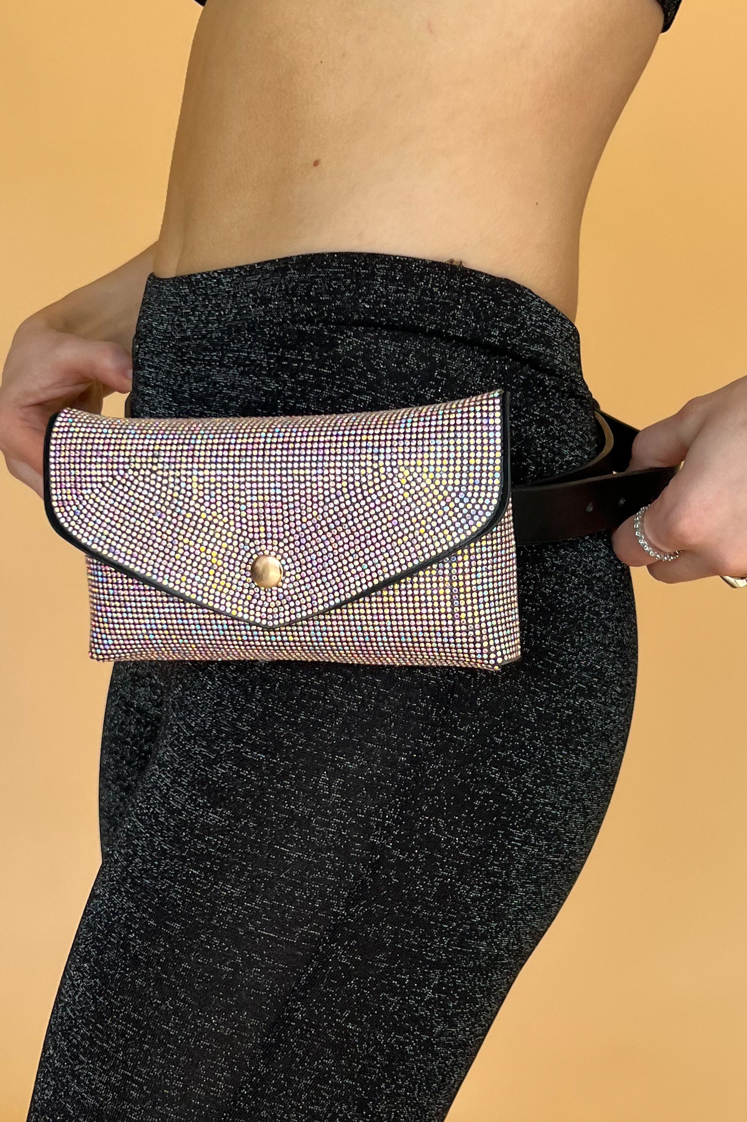 Burning Bright Fanny Pack-Iridescent Crystal