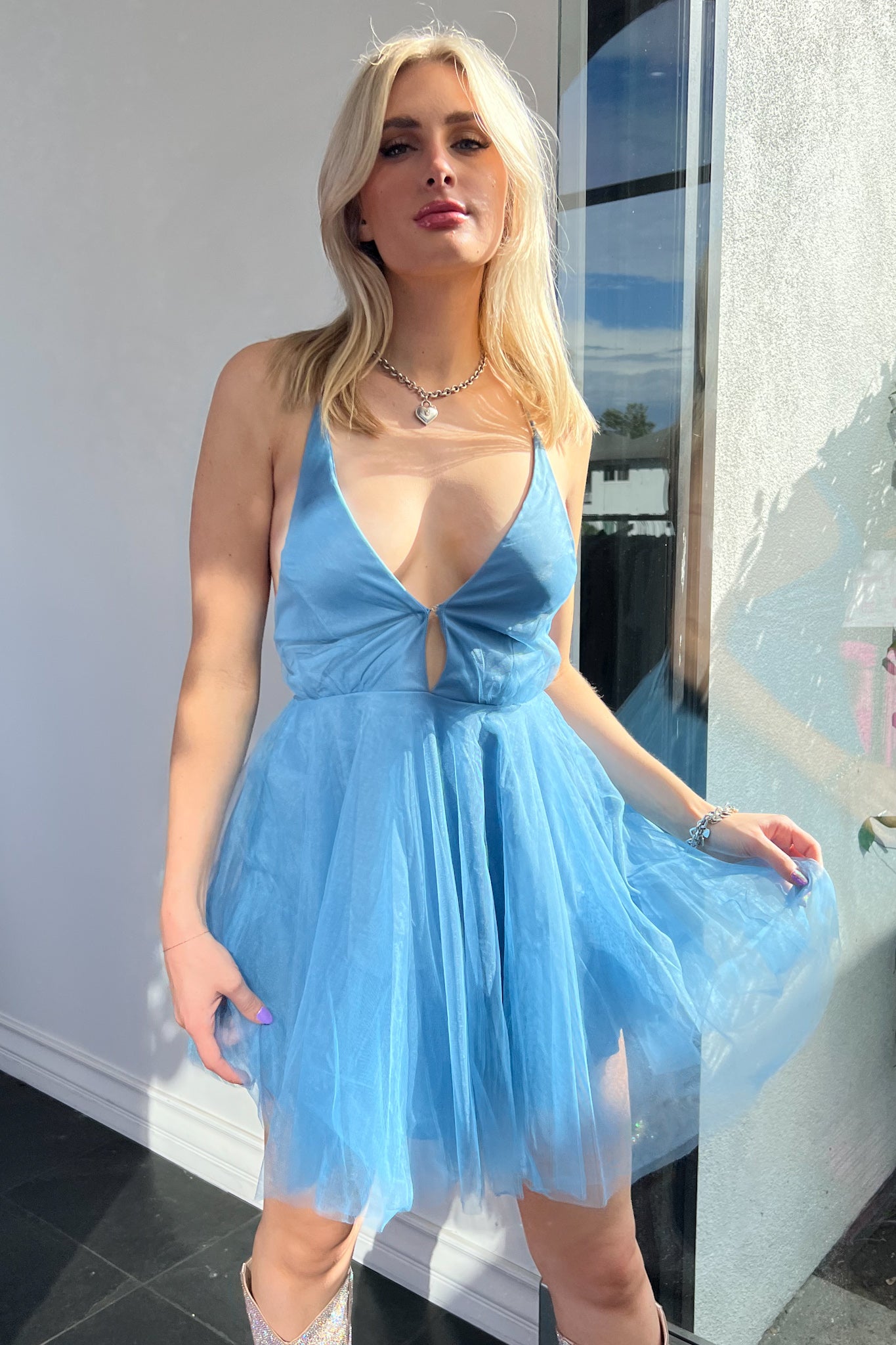 Girl You Look Famous Dress-Blue