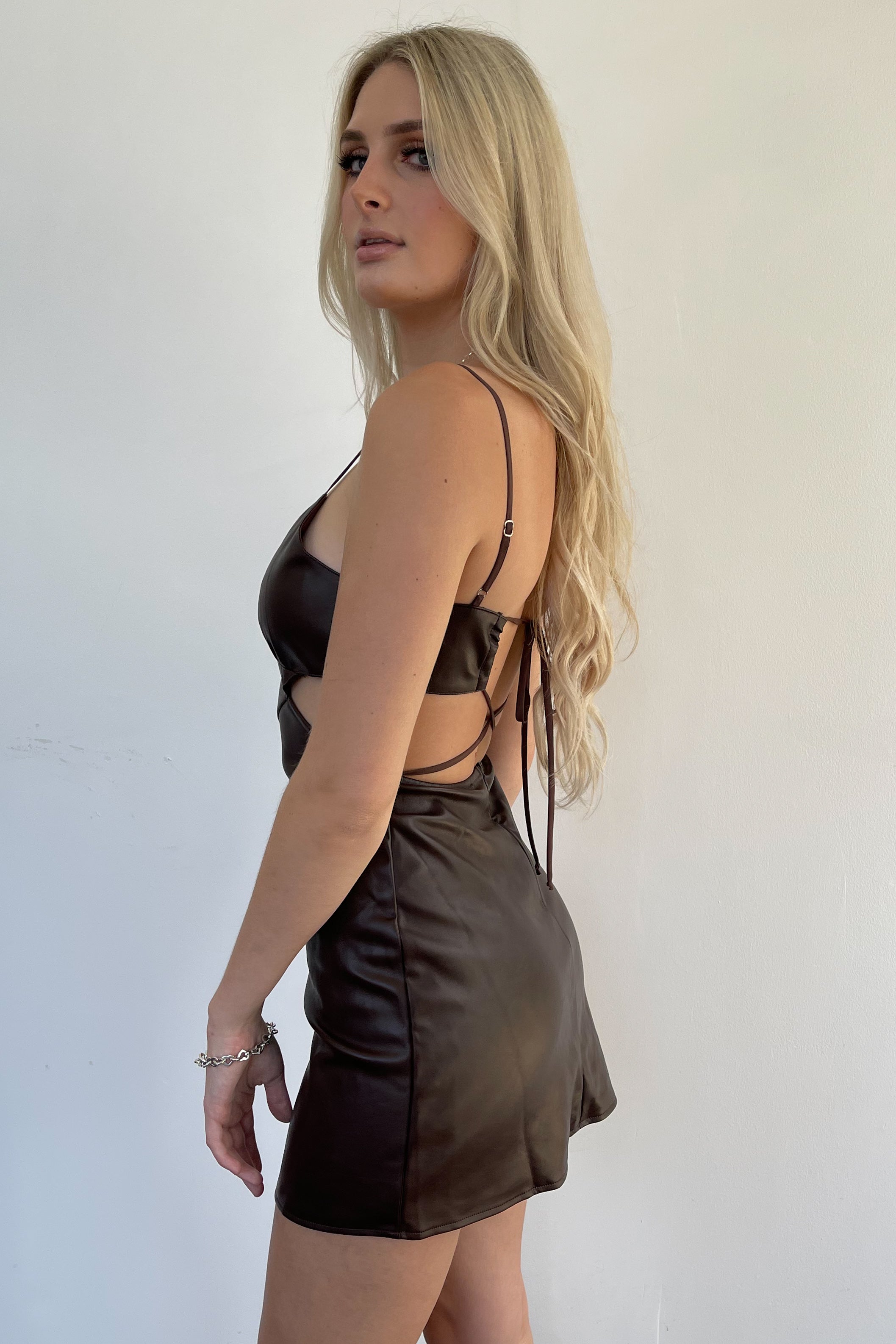 Iggy Mini Dress-Brown