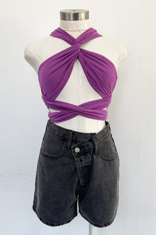 Aloha Cowgirl Scarf Top-Grey Multi