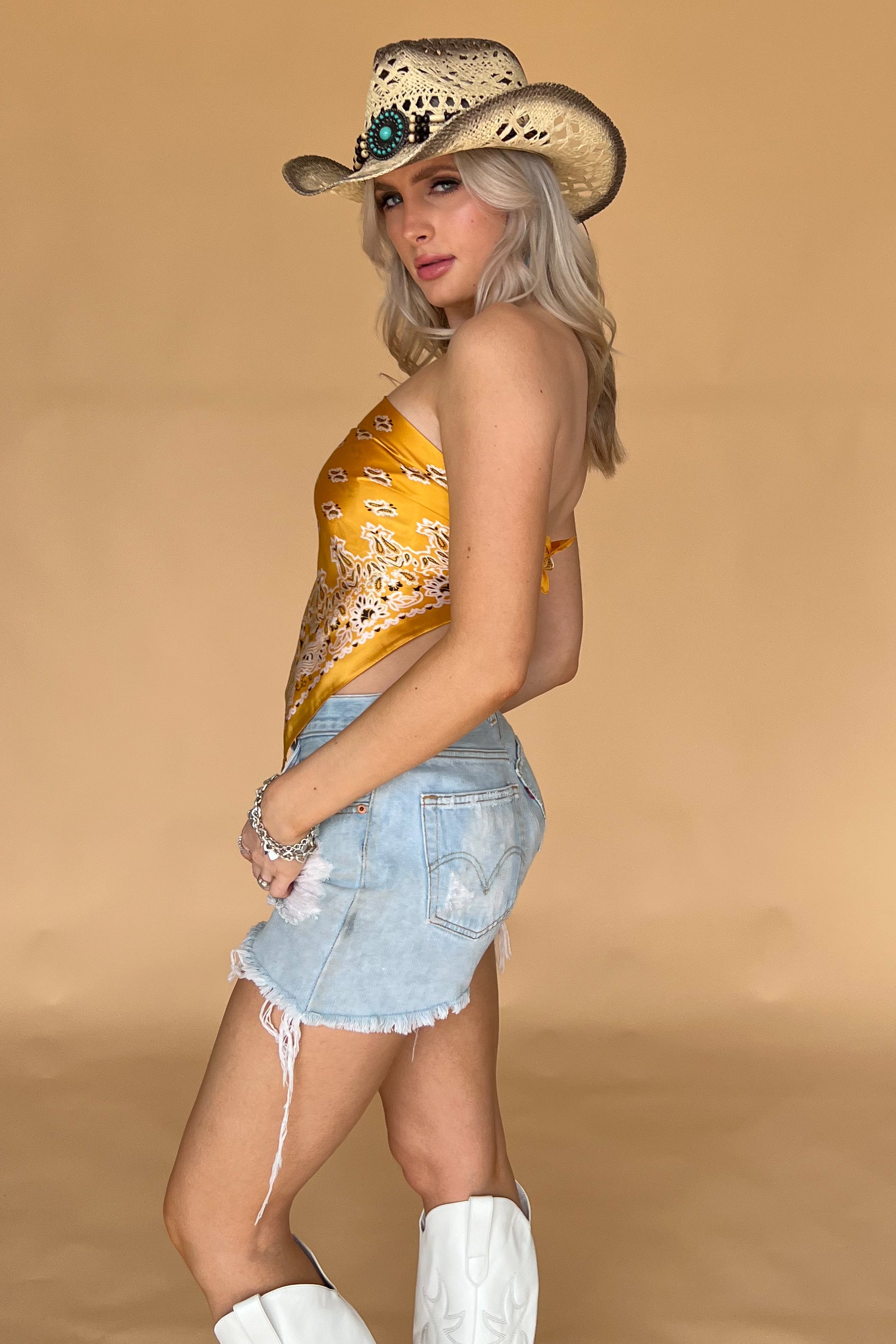 Bandana Scarf Top-Yellow