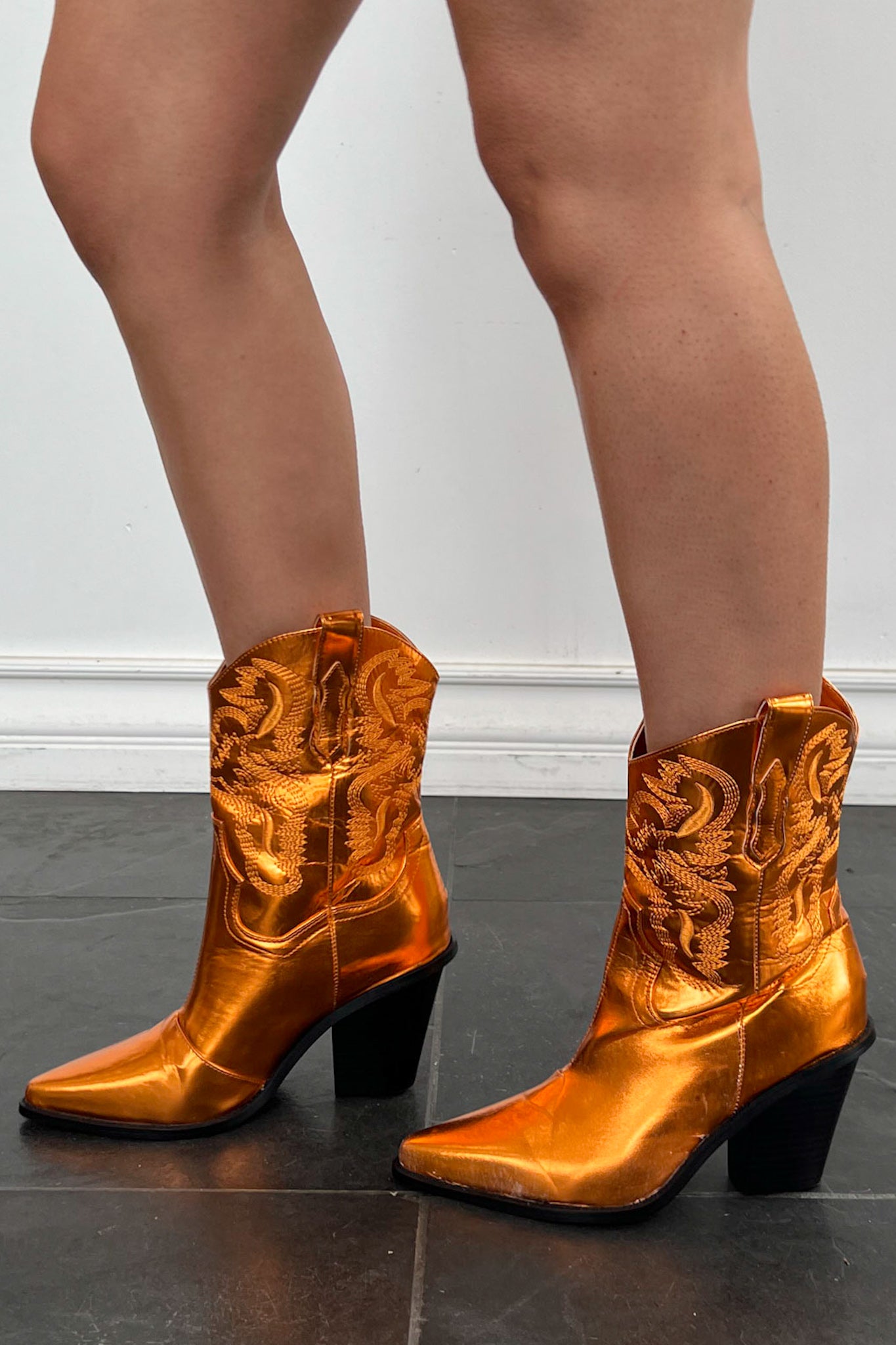 Billini Sergio Western Boot-Orange Metallic