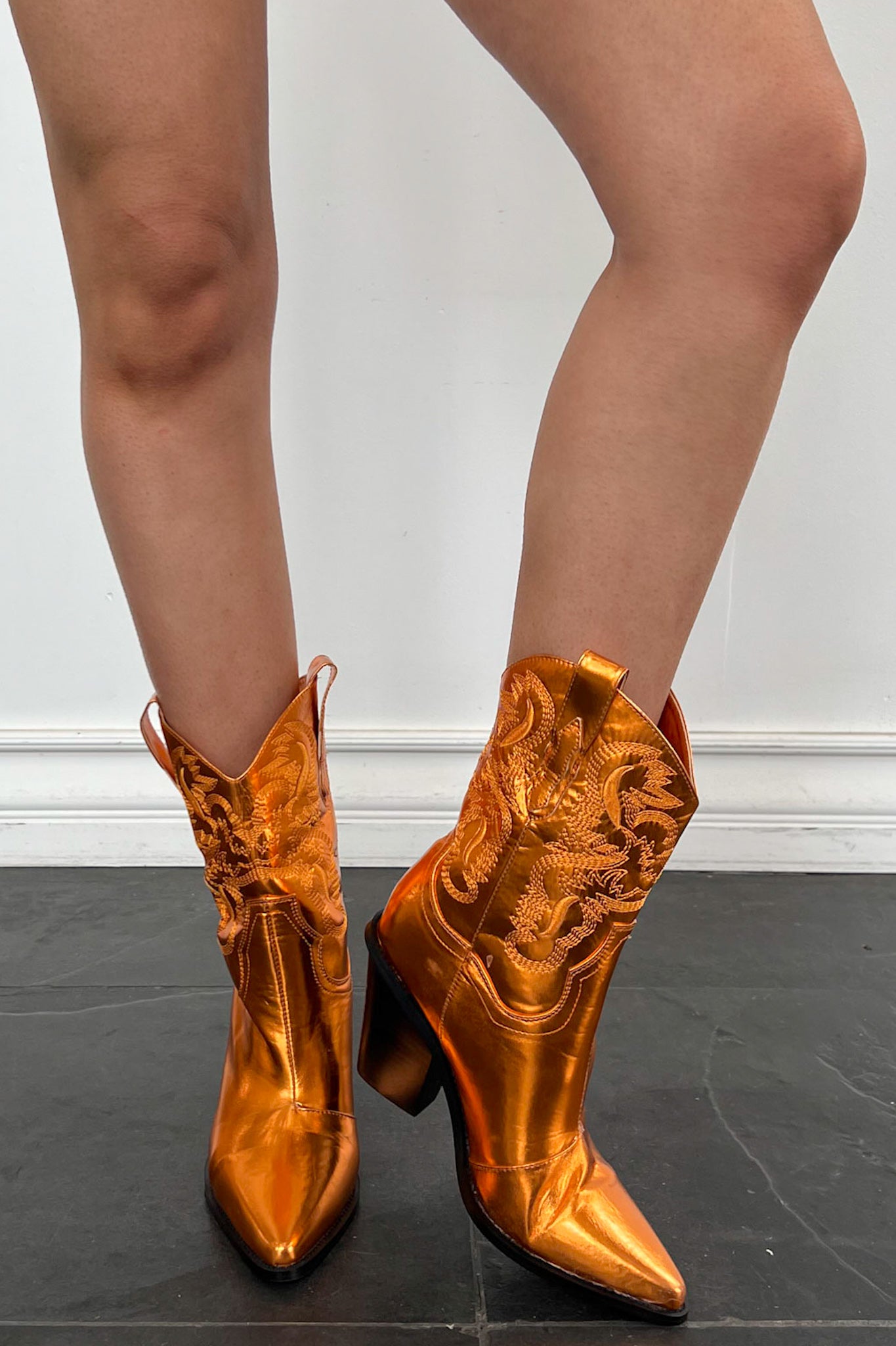 Billini Sergio Western Boot-Orange Metallic