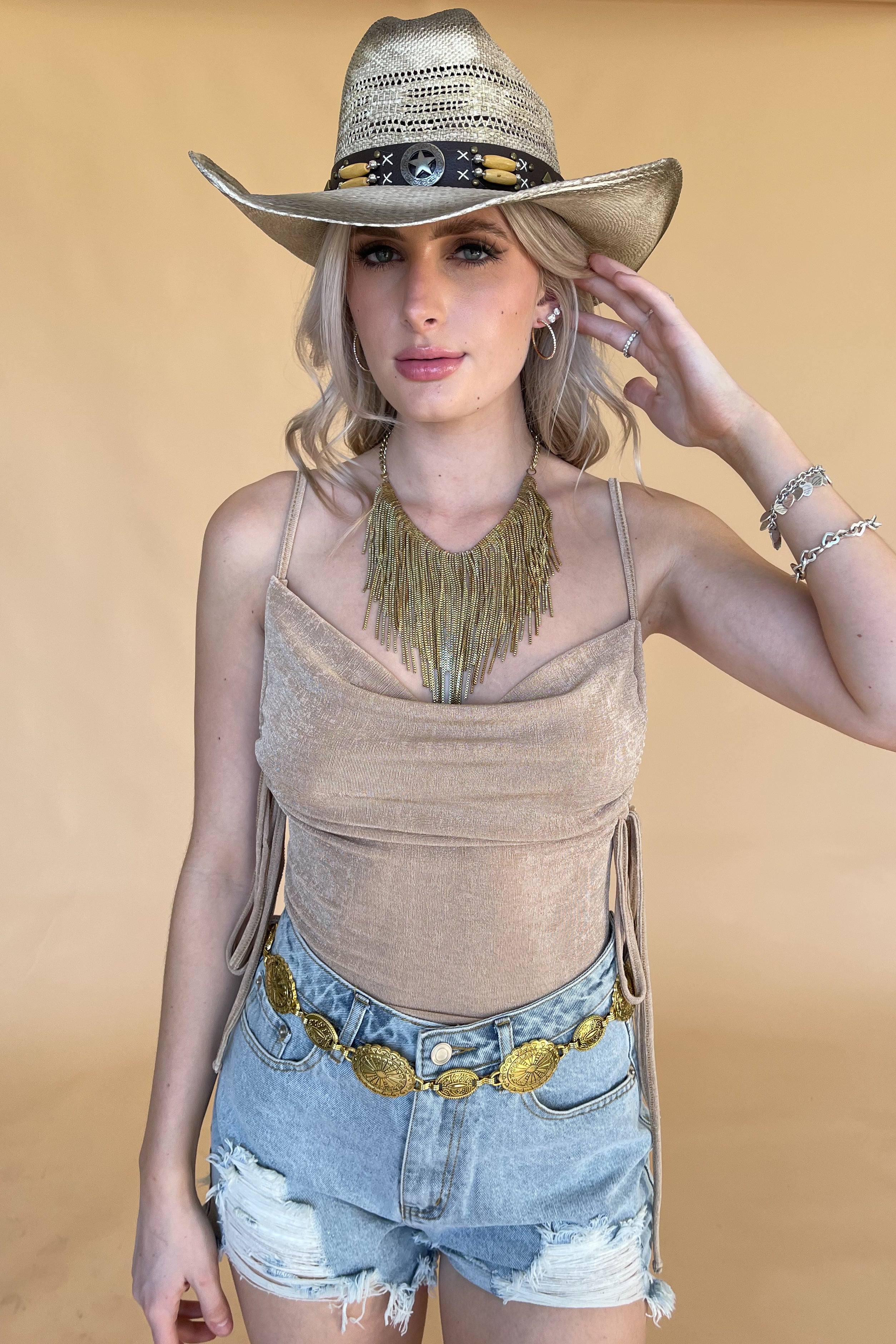 Nights In New York Bodysuit-Gold