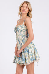 Suntory Rose Dress-Cream/Blue