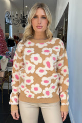 Flower Power Sweater-Beige Floral