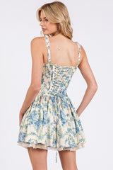 Suntory Rose Dress-Cream/Blue
