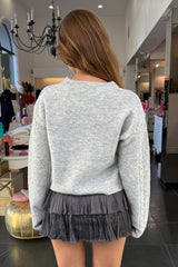 Glistening Night Sweater-Heather Grey