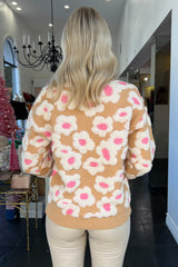 Flower Power Sweater-Beige Floral