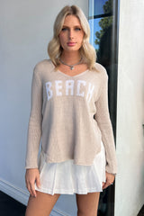 Beach Sweater-Beige + White