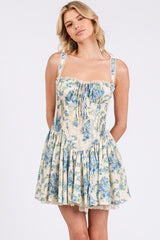 Suntory Rose Dress-Cream/Blue