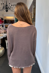 Champagne Please Sweater-Charcoal + White