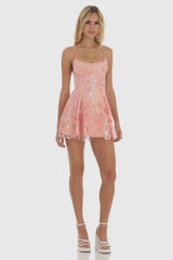 Fiona Sequin Dress-Peach